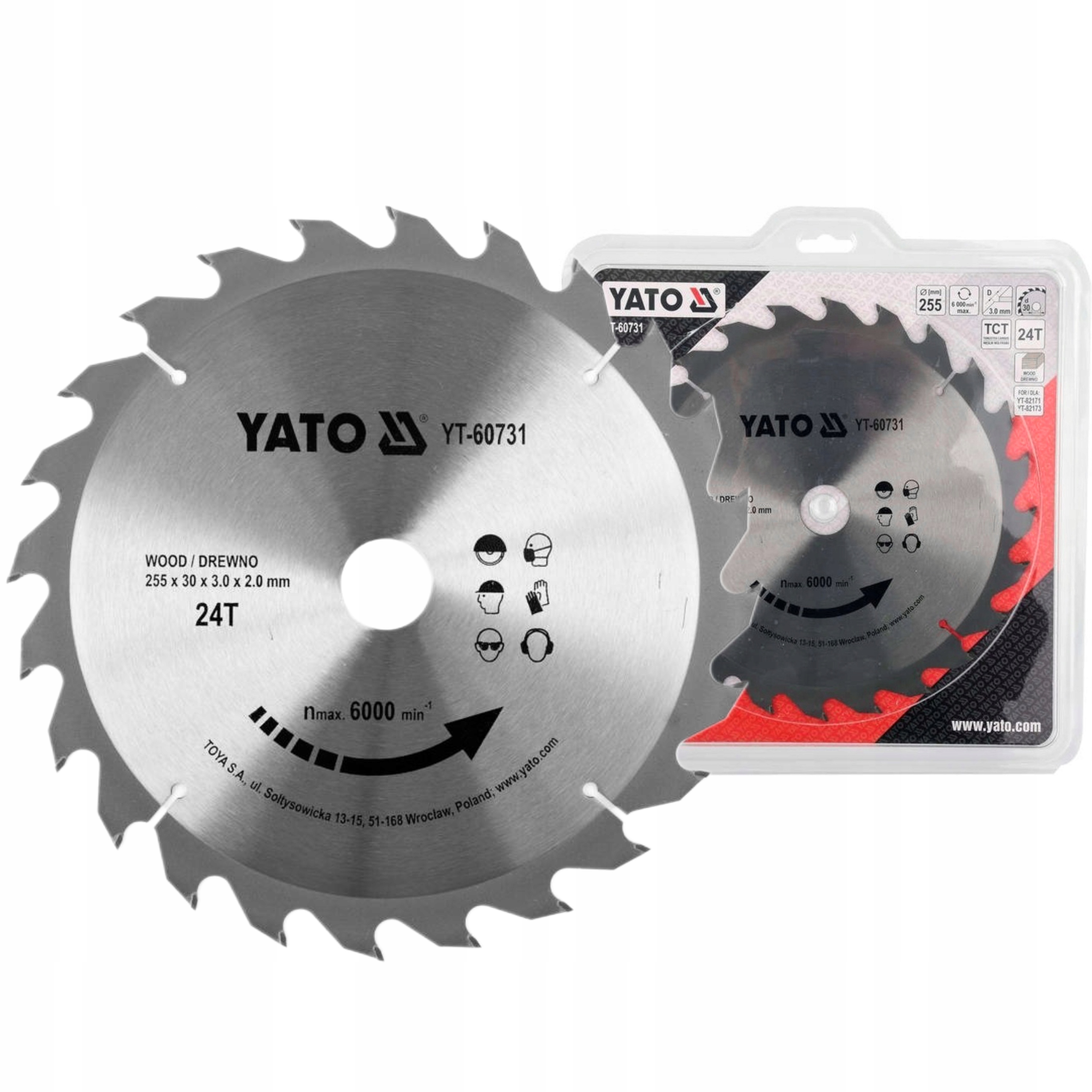 YATO TARCZA PIŁA DO DREWNA WIDIOWA 255 X 30 MM 24T WĘGLIK WOLFRAMU YT-60731