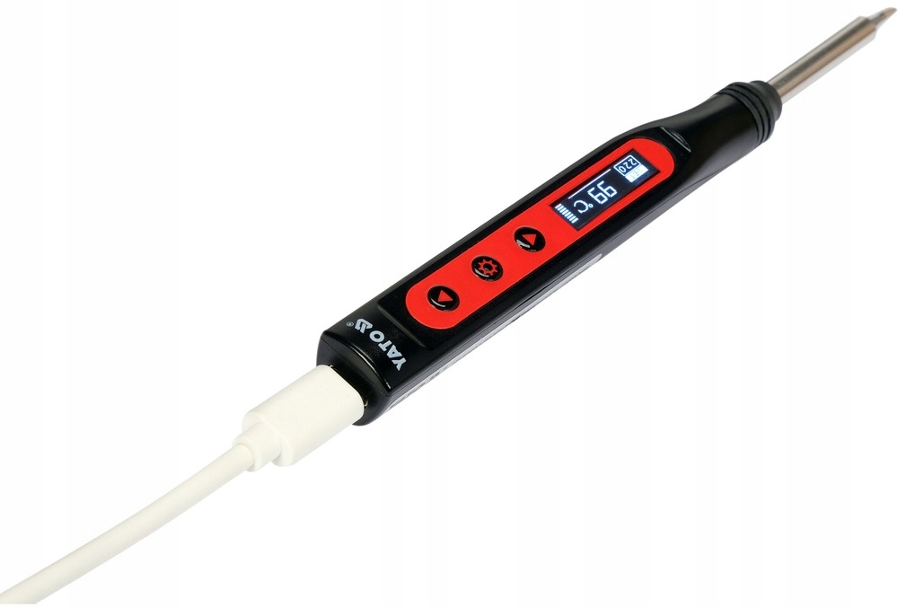 YATO ZESTAW PRZENOŚNA LUTOWNICA CYFROWA GROTOWA 65W GROT T12 USB ADAPTERY