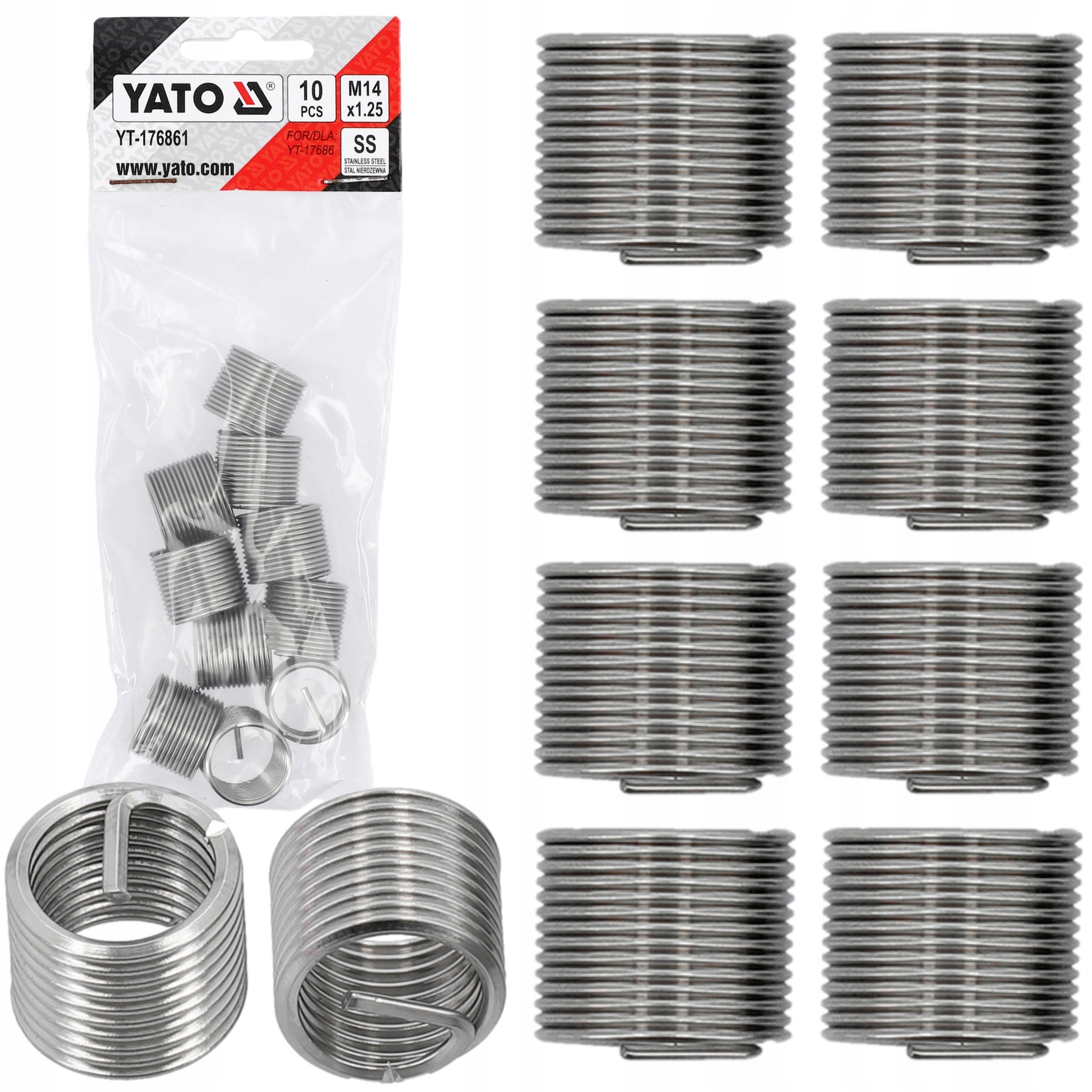 YATO SPRĘŻYNKI WKŁADY SPIRALNE DO NAPRAWY GWINTÓW M14x1,25mm 10sz YT-176861