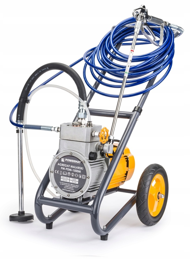 AGREGAT MALARSKI PISTOLET HYDRODYNAMICZNY 1500W + DYSZE +WĄŻ +PRZEDŁUŻKA