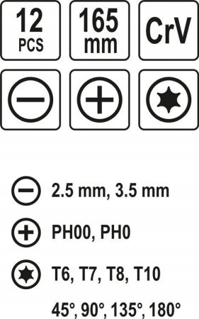 VOREL ZESTAW KOMPLET NARZĘDZI PRECYZYJNYCH WKRĘTAKI HACZYKI 12EL 64555