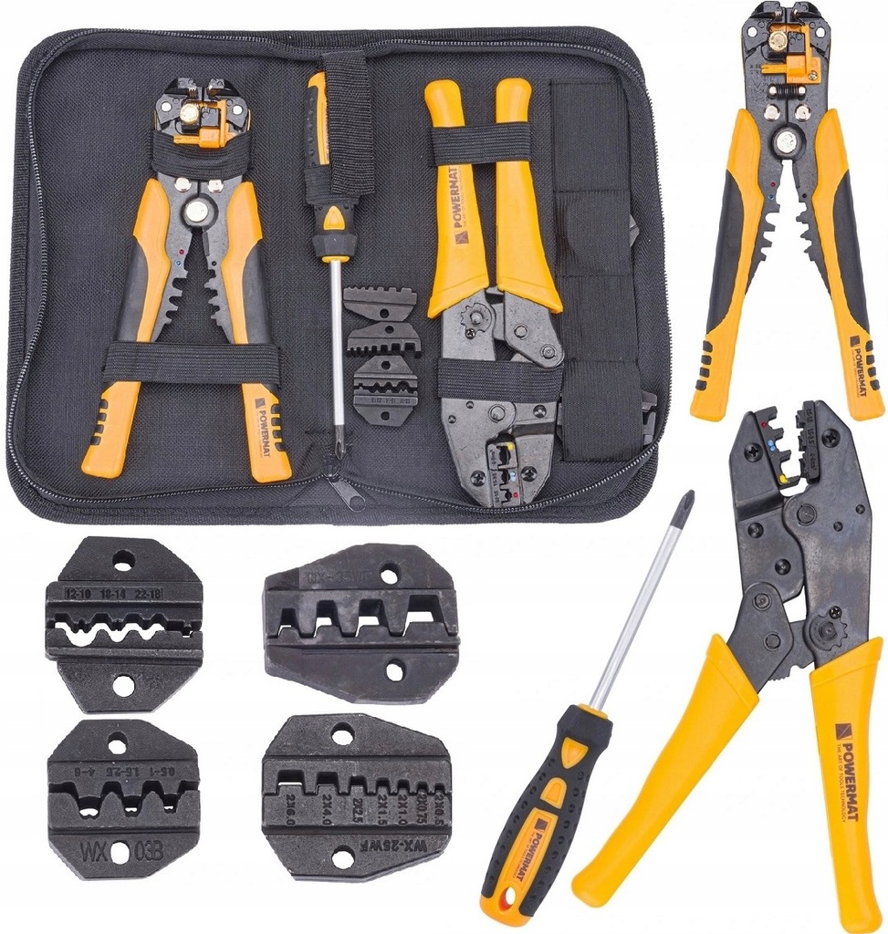 ZACISKARKA DO KONEKTORÓW 5 Matryc 10-35 mm + ŚCIĄGACZ DO IZOLACJI 0,2-6 mm