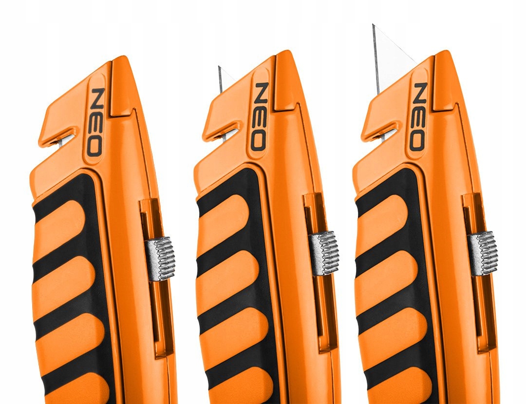 NEO NÓŻ Z OSTRZEM TRAPEZOWYM METALOWY KORPUS STAL ANTI SLIP HANDLE 63-707