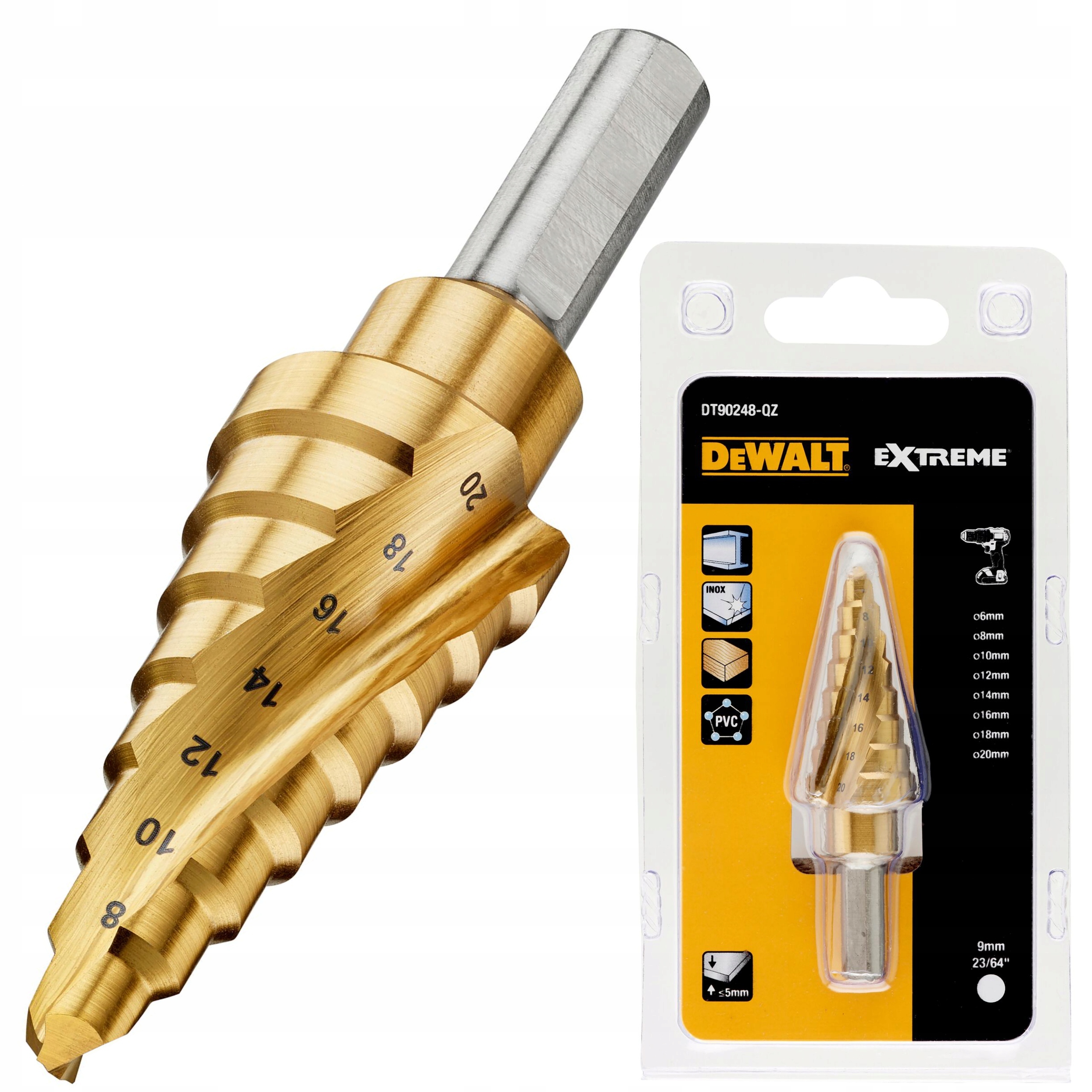 DeWALT WIERTŁO STOPNIOWESTOŻKOWE CHOINKA EXTREME 6-20mm DT90248 DO METALU