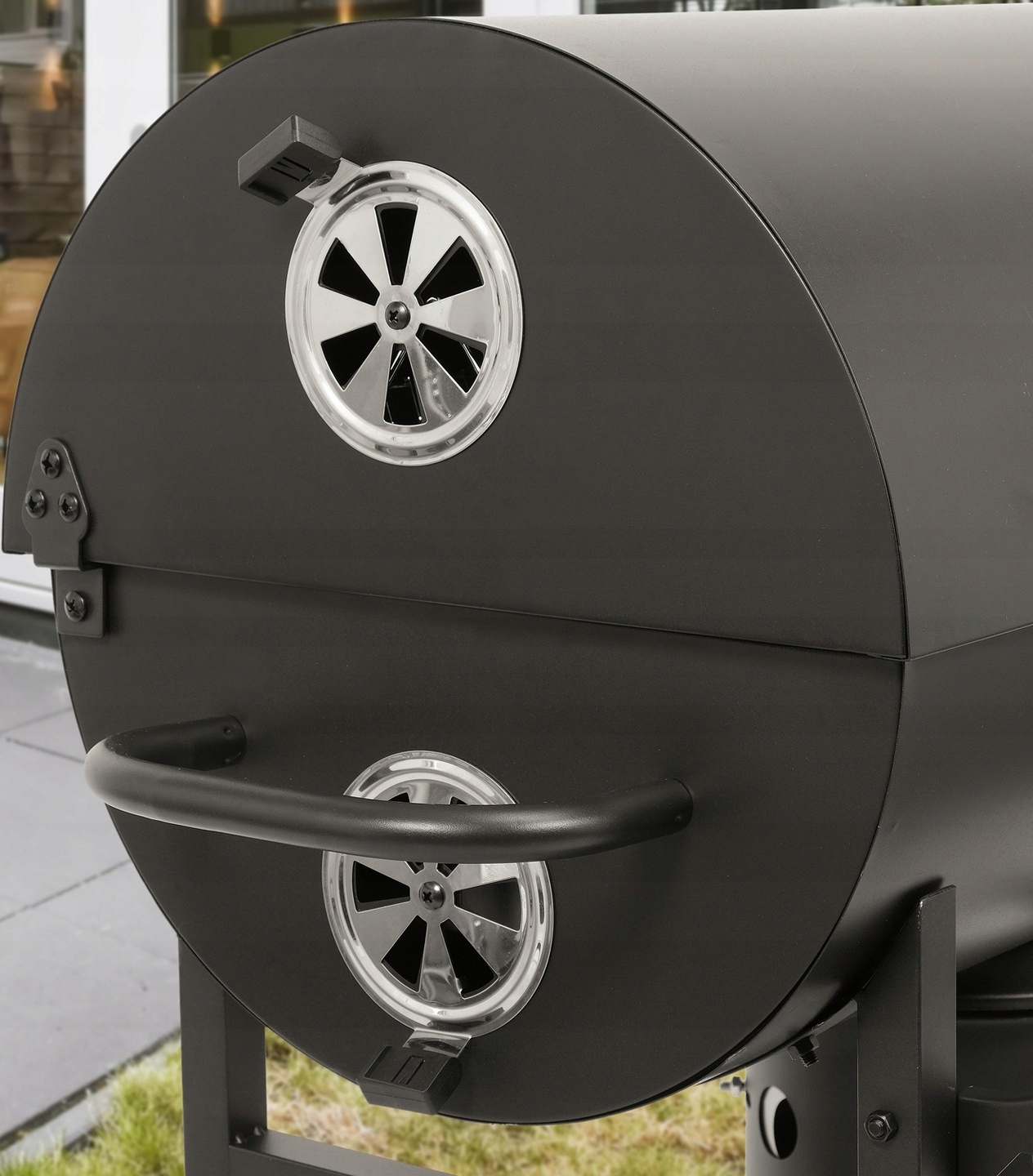 GRILL OGRODOWY WĘGLOWY Z POKRYWĄ DUŻY RUSZT 71x34,5cm POPIELNIK 3 PÓŁKI