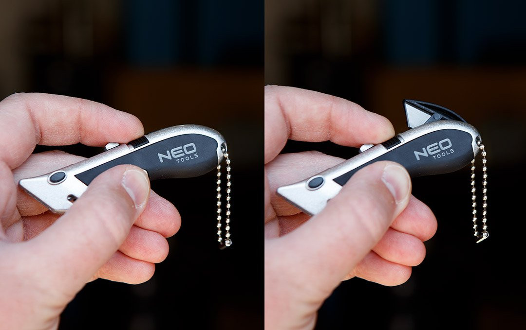 MINI NOŻYK KIESZONKOWY BRELOK 4 OSTRZA NÓŻ TRAPEZOWY DO KIESZENI NEO 63-703