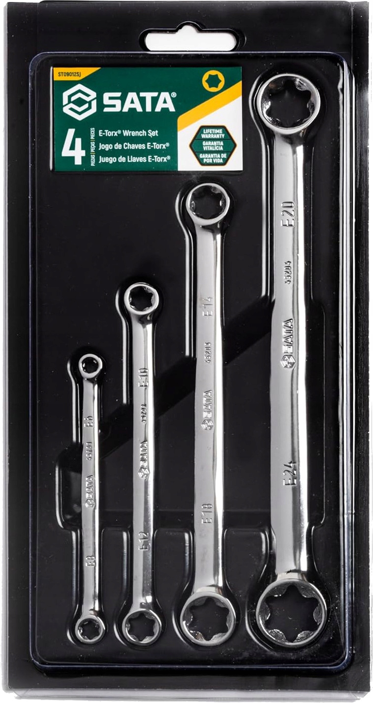 SATA ZESTAW 4 KLUCZY OCZKOWYCH E-TORX DWUSTRONNYCH WKŁAD SZUFLADY ST09012SJ