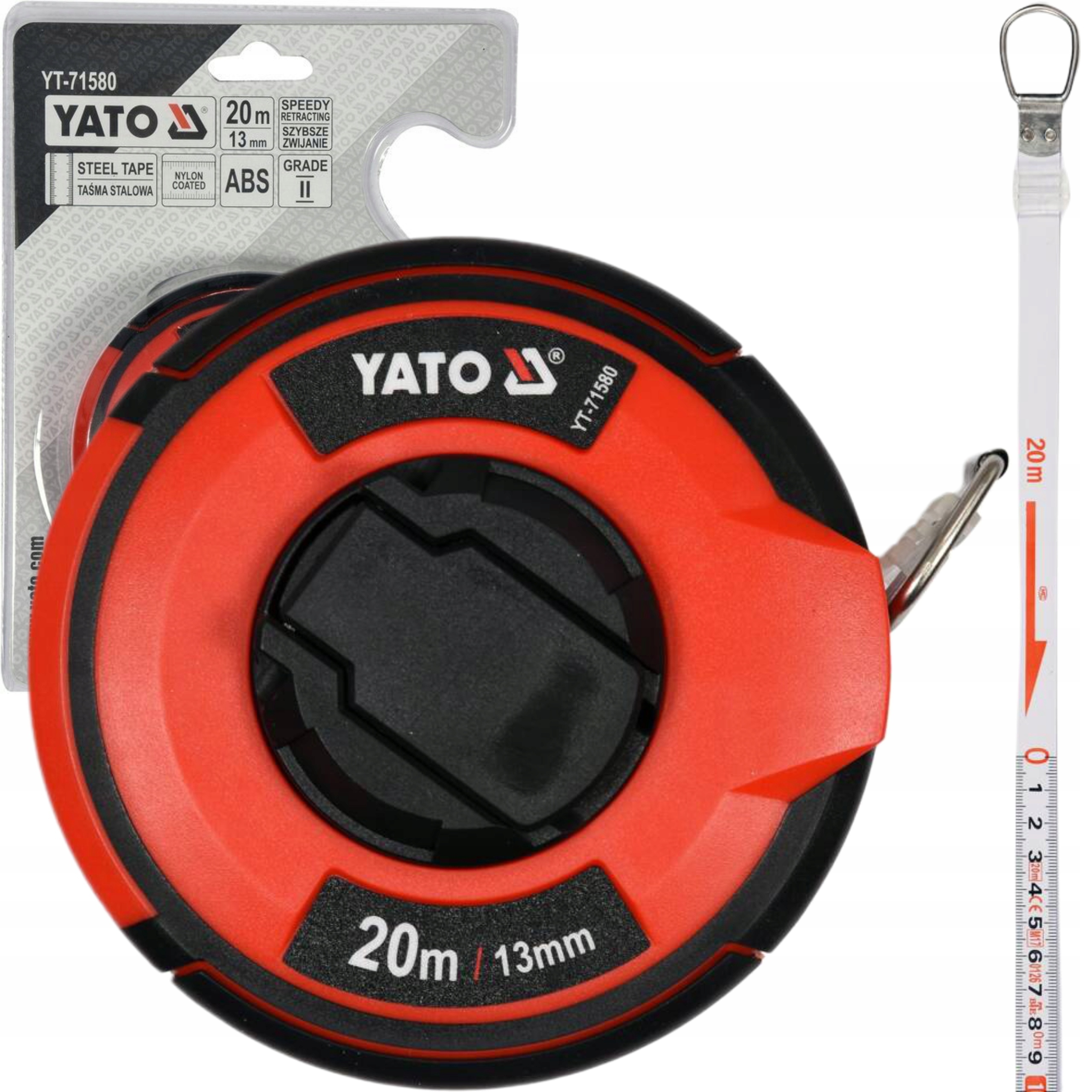 TAŚMA MIERNICZA STALOWA 20 M X 13 MM ZABEZPIECZONA NYLONEM YT-71580 YATO