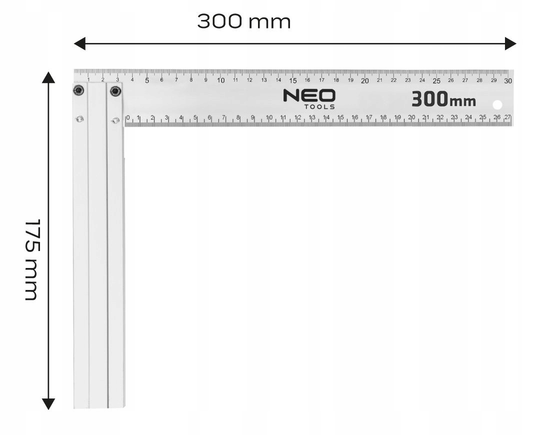 NEO KĄTOWNIK UNIWERSALNY BUDOWLANY ALUMINIOWY 300x175mm KĄT PROSTY 72-145