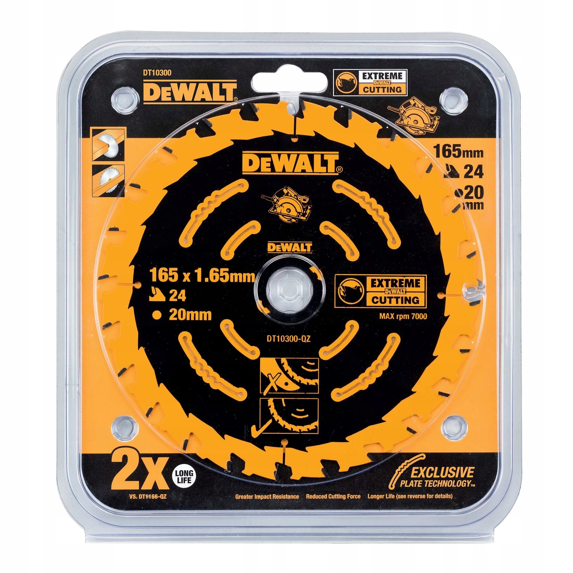 TARCZA DO DREWNA 165mm 24z DeWALT EXTREME DT10300