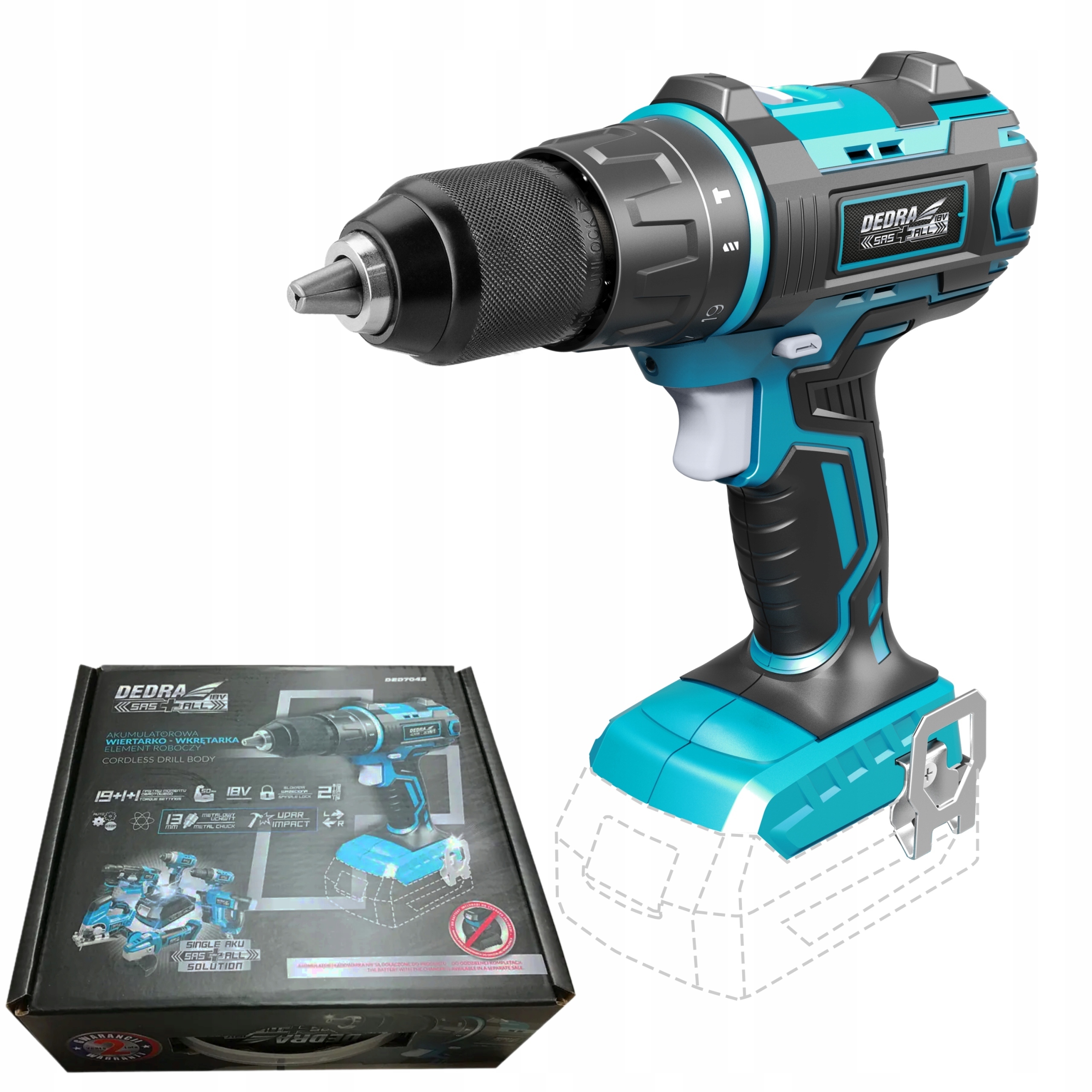 DEDRA WKRĘTARKA WIERTARKA AKUMULATOROWA UDAROWA SAS+ALL 18V DED7042 UDAR