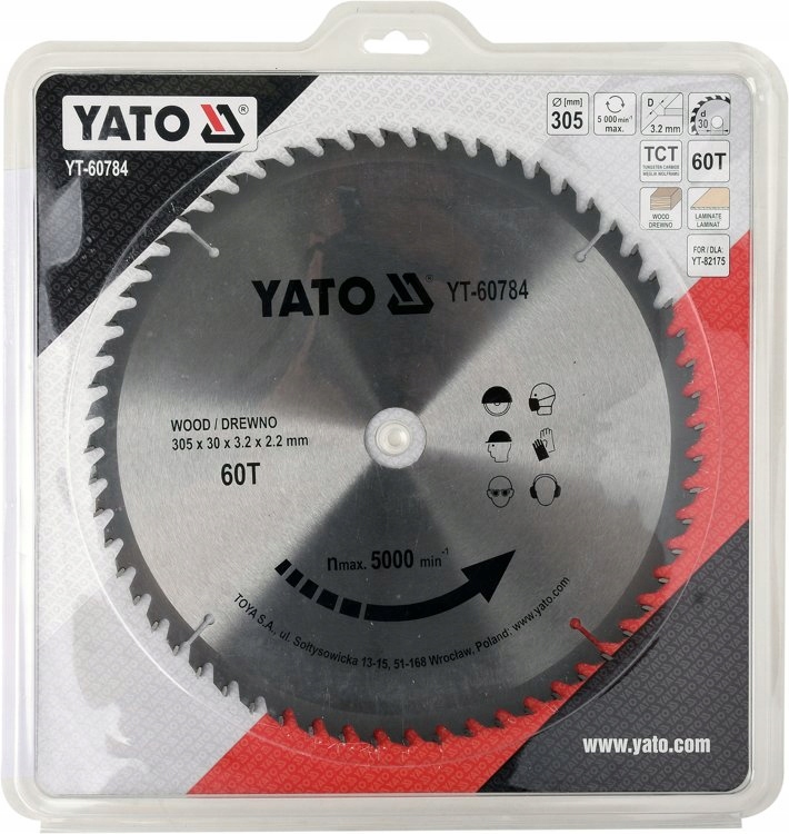 YATO TARCZA WIDIOWA DO DREWNA 305MM X30MM 60 ZĘBÓW YT-60784