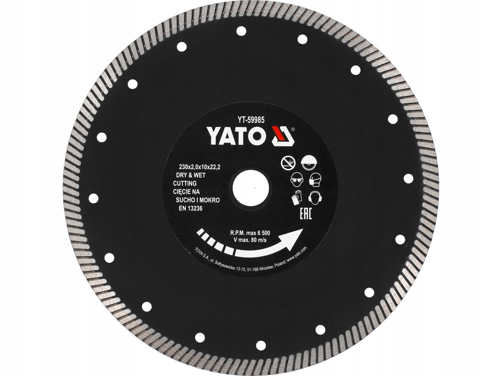 YATO TARCZA DIAMENTOWA TURBO 230MM DO CIĘCIA SZLIFOWANIA GRESU YT-59985