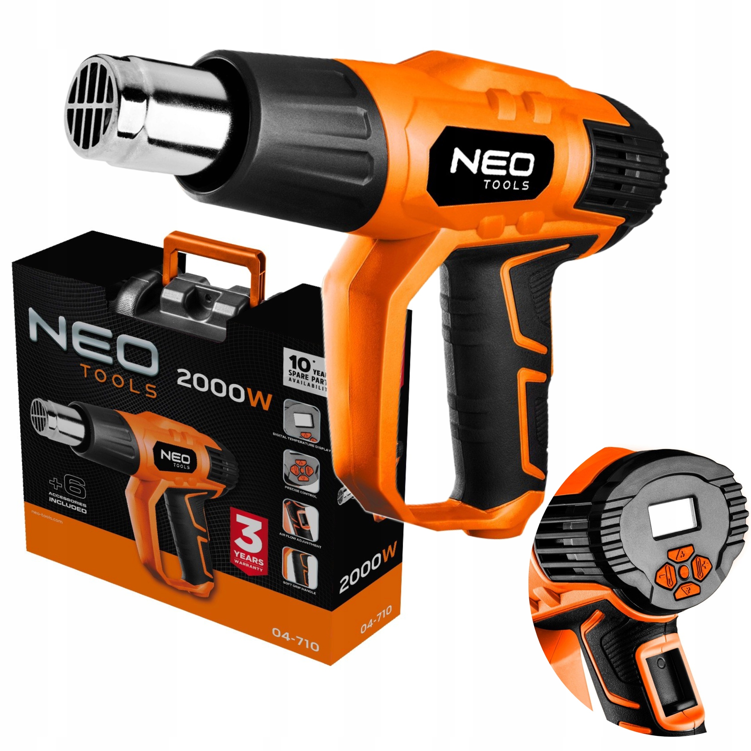 NEO SIECIOWA OPALARKA NAGRZEWNICA LCD 2000W 50 - 600C 04-710 + WALIZKA