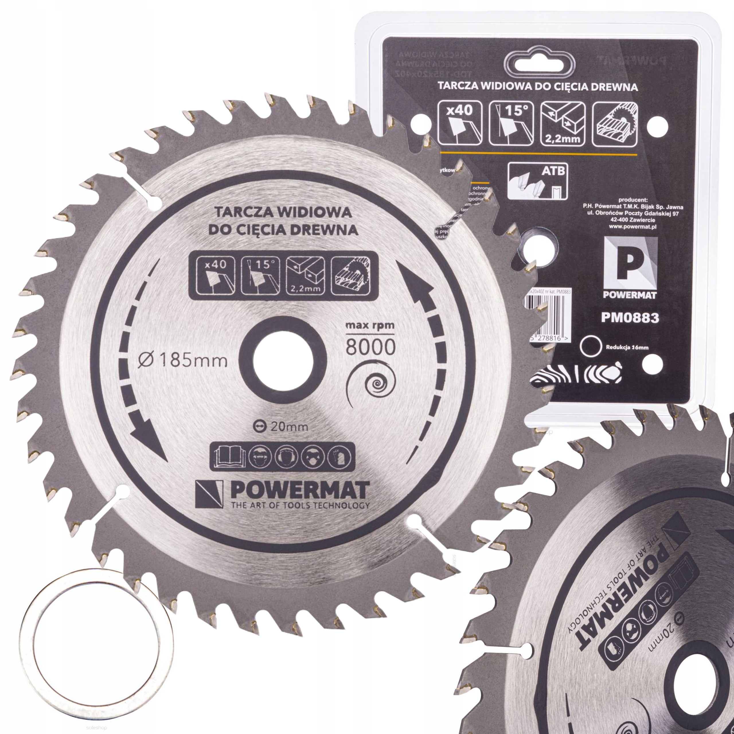 POWERMAT TARCZA WIDIOWA DO DREWNA PIŁY PIŁA EXTREME 185x20 40z