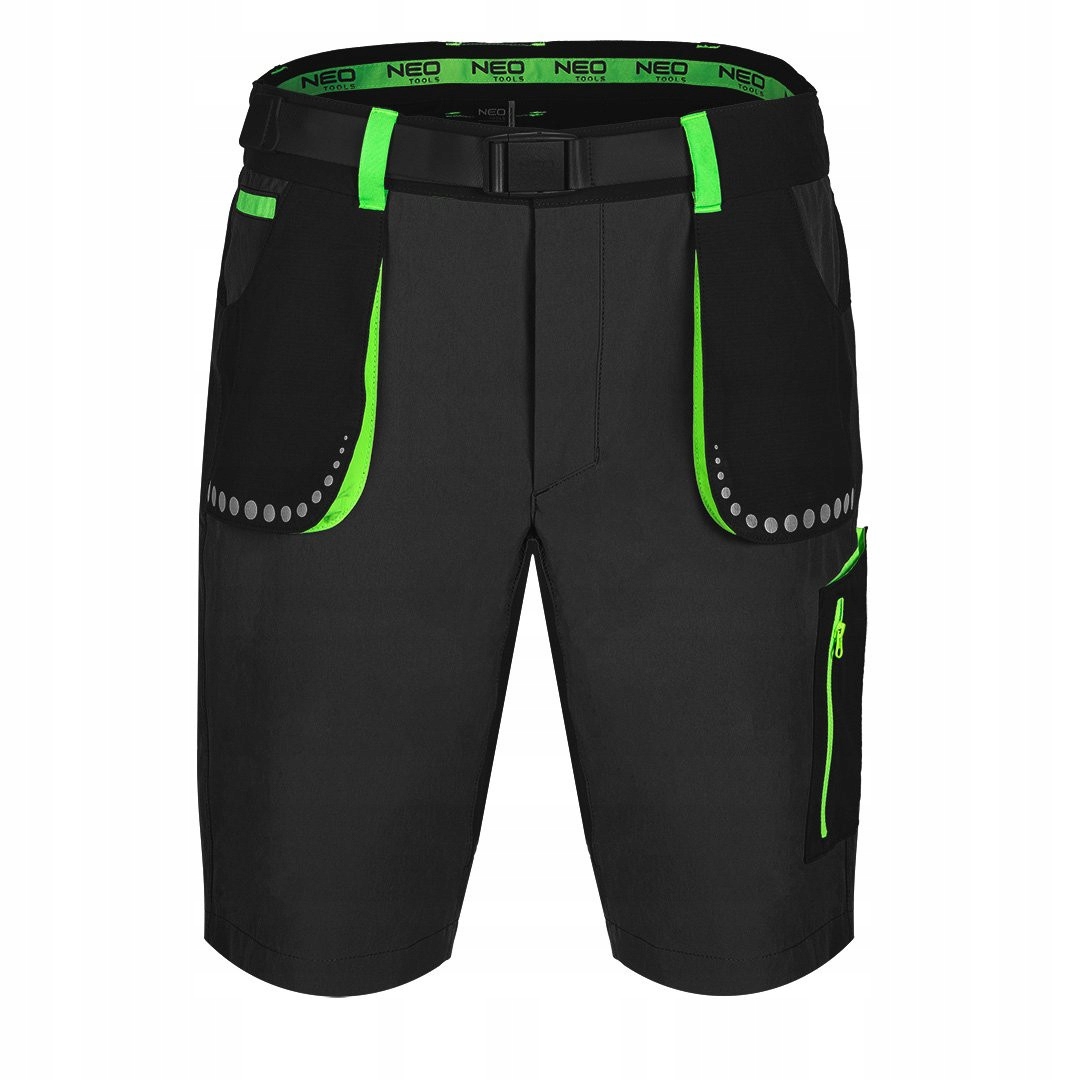 NEO KRÓTKIE SPODENKI ROBOCZE PREMIUM 4 WAY STRETCH CZARNE +PASEK 81-277 L