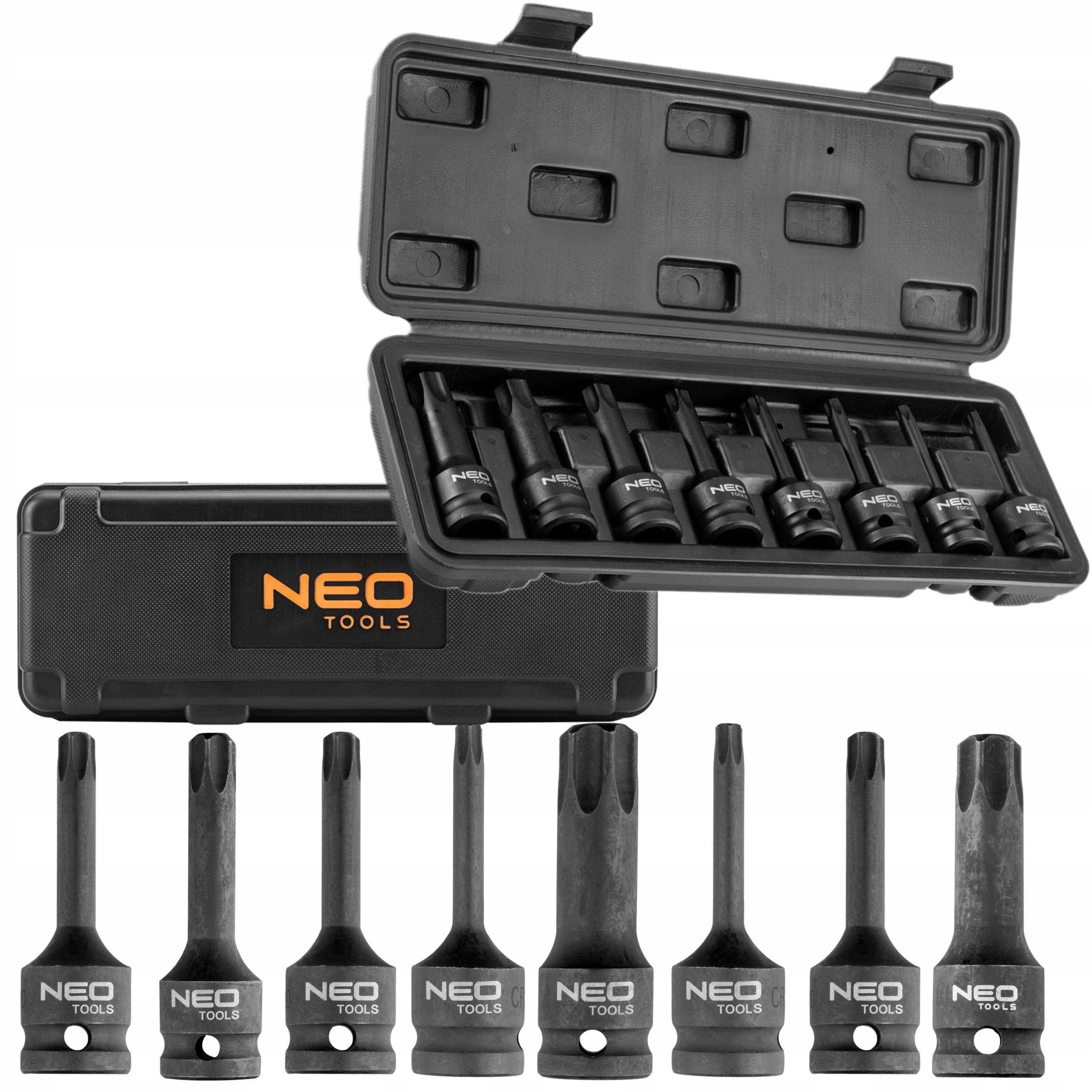NEO ZESTAW 8 NASADEK UDAROWYCH TRZPIENIOWYCH TORX
