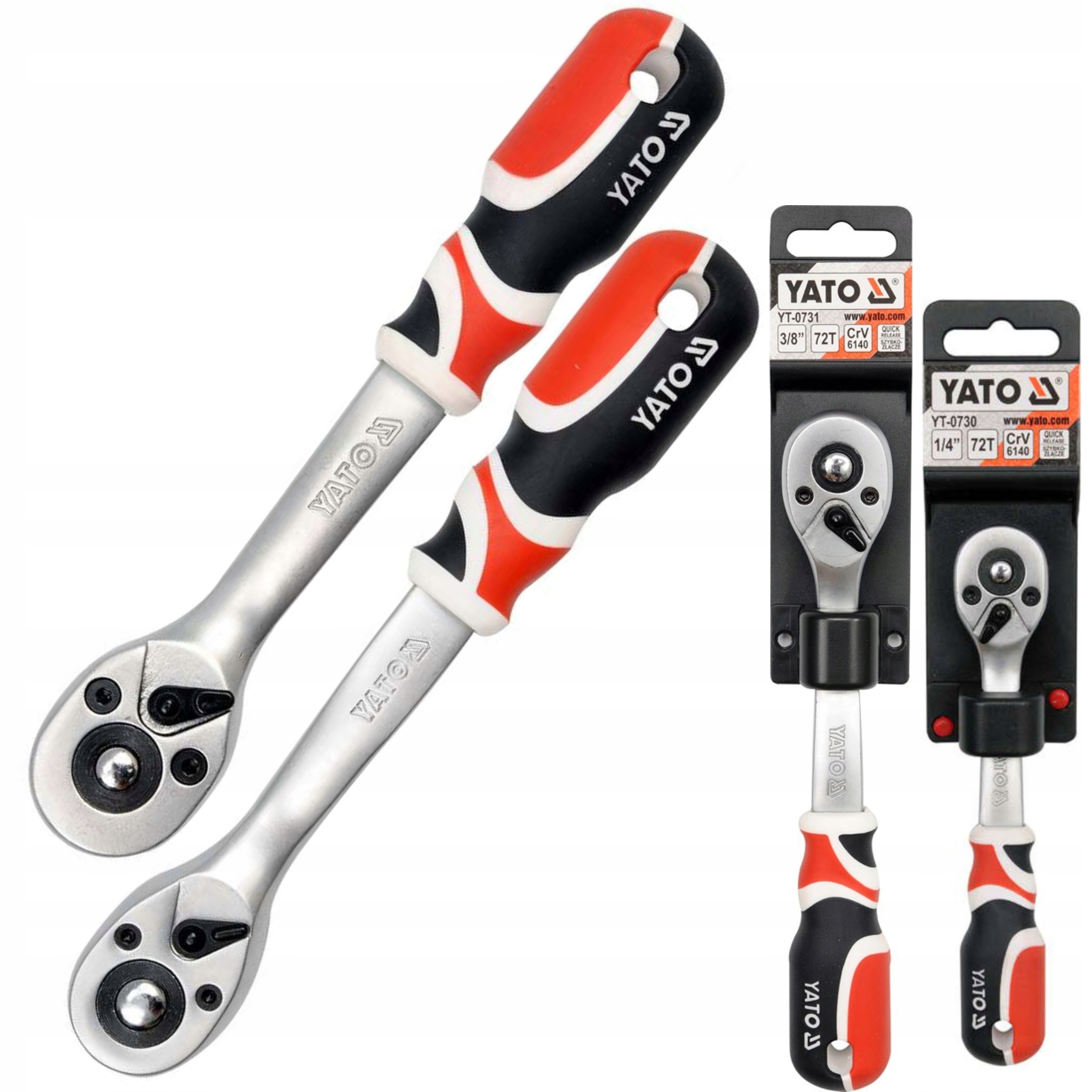 YATO ZESTAW 2 SZTUKI GRZECHOTKI WYGIĘTE 3/8" i 1/4" YT-0730 + YT-0731