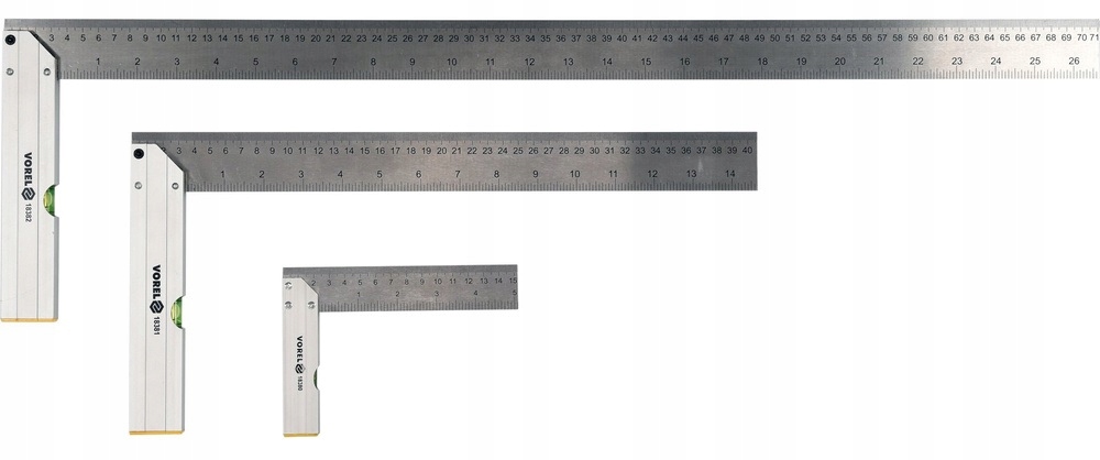 ZESTAW KOMPLET KĄTOWNIKI METALOWE ZE STOPKĄ I LIBELLĄ 150/400/700 MM