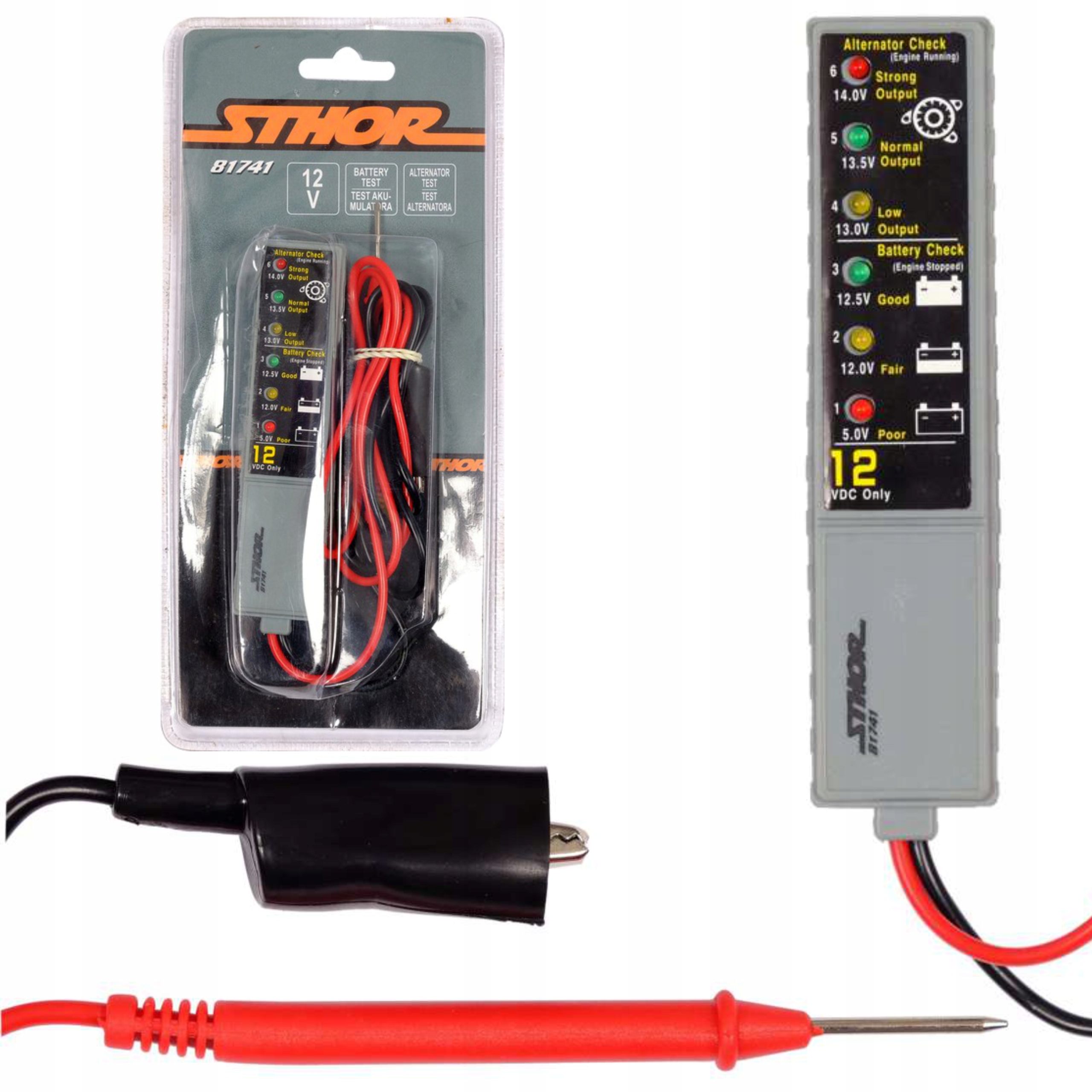 STHOR TESTER ALTERNATORA I AKUMULATORA 12V MIERNIK