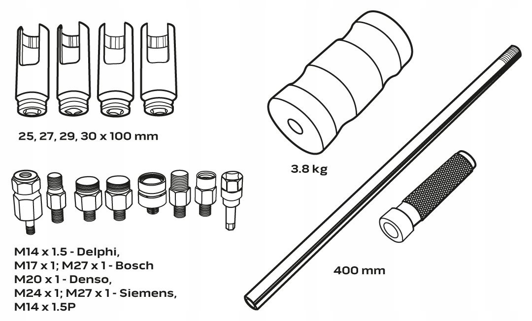 ŚCIĄGACZE DO WTRYSKÓW Z MŁOTKIEM BEZWŁADNOŚCIOWYM