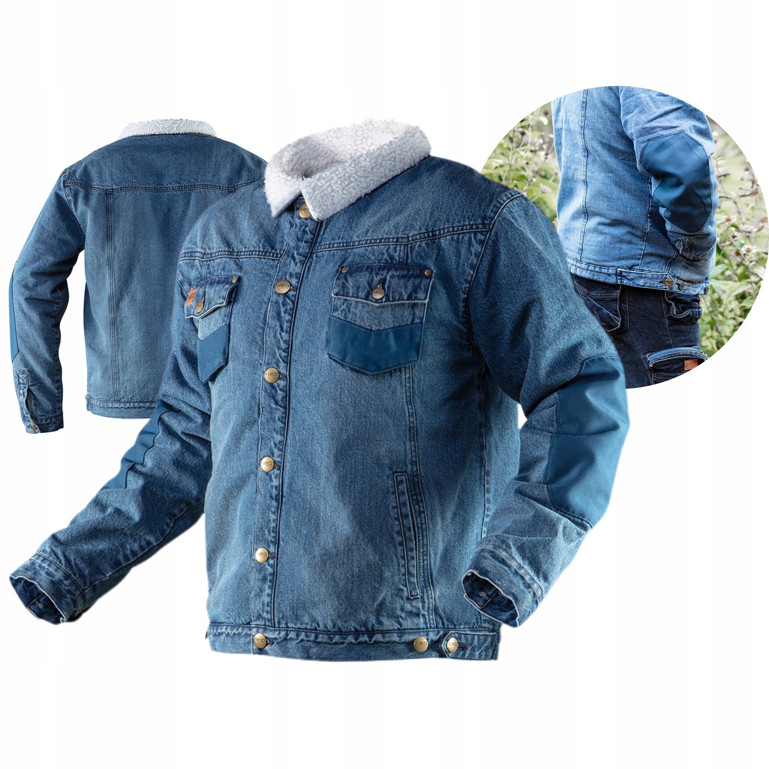 NEO KURTKA ROBOCZA BLUZA JEANSOWA OCIEPLANA DENIM 100% BAWEŁNA 81-557 M/50