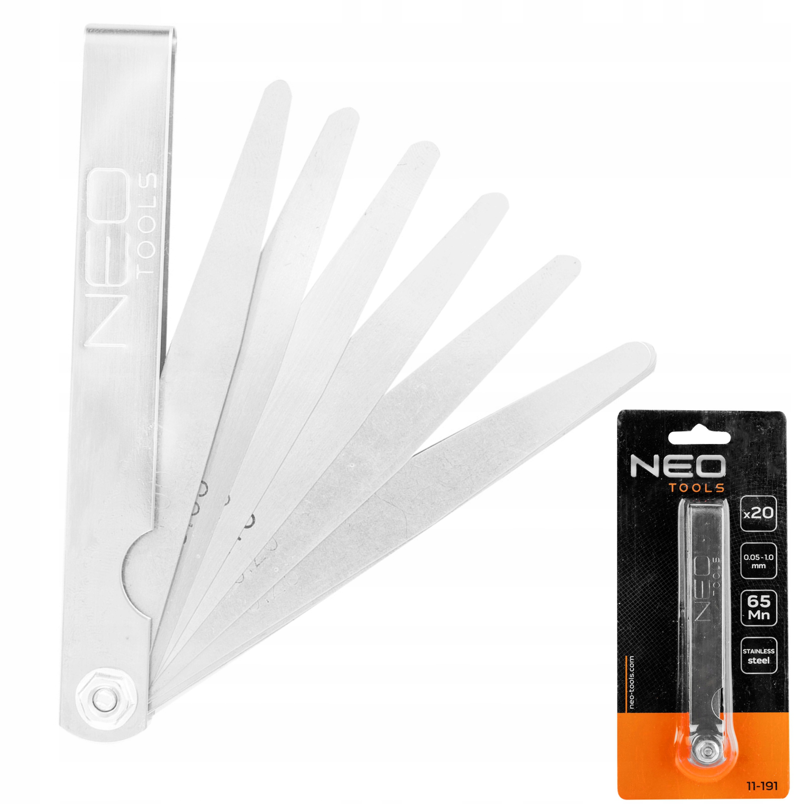 NEO METALOWY SZCZELINOMIERZ 20 LISTKÓW 0.05-1.0MM STAL NIERDZEWNA 11-191