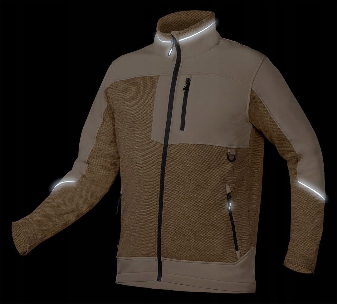 BLUZA KURTKA SOFTSHELL OUTDOOR, BEŻOWA, MĘSKA ROBOCZA ODBLASKI ROZMIAR M