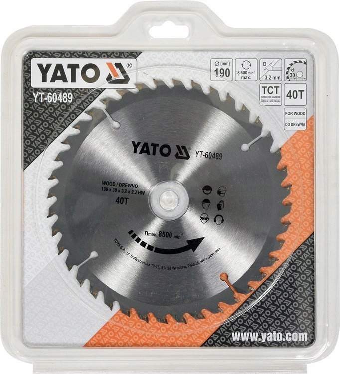 YATO TARCZA WIDIOWA DO DREWNA 190X30MM 40 ZĘBÓW YATO YT-60489
