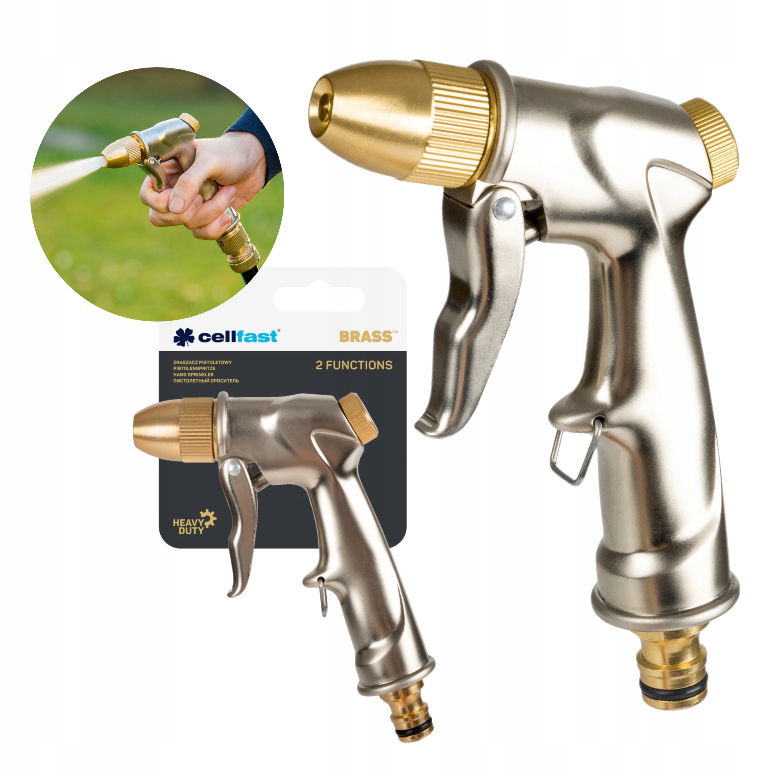 CELLFAST ZRASZACZ PISTOLETOWY PISTOLET DO WODY HEAVY DUTY MOSIĄDZ BLOKADA