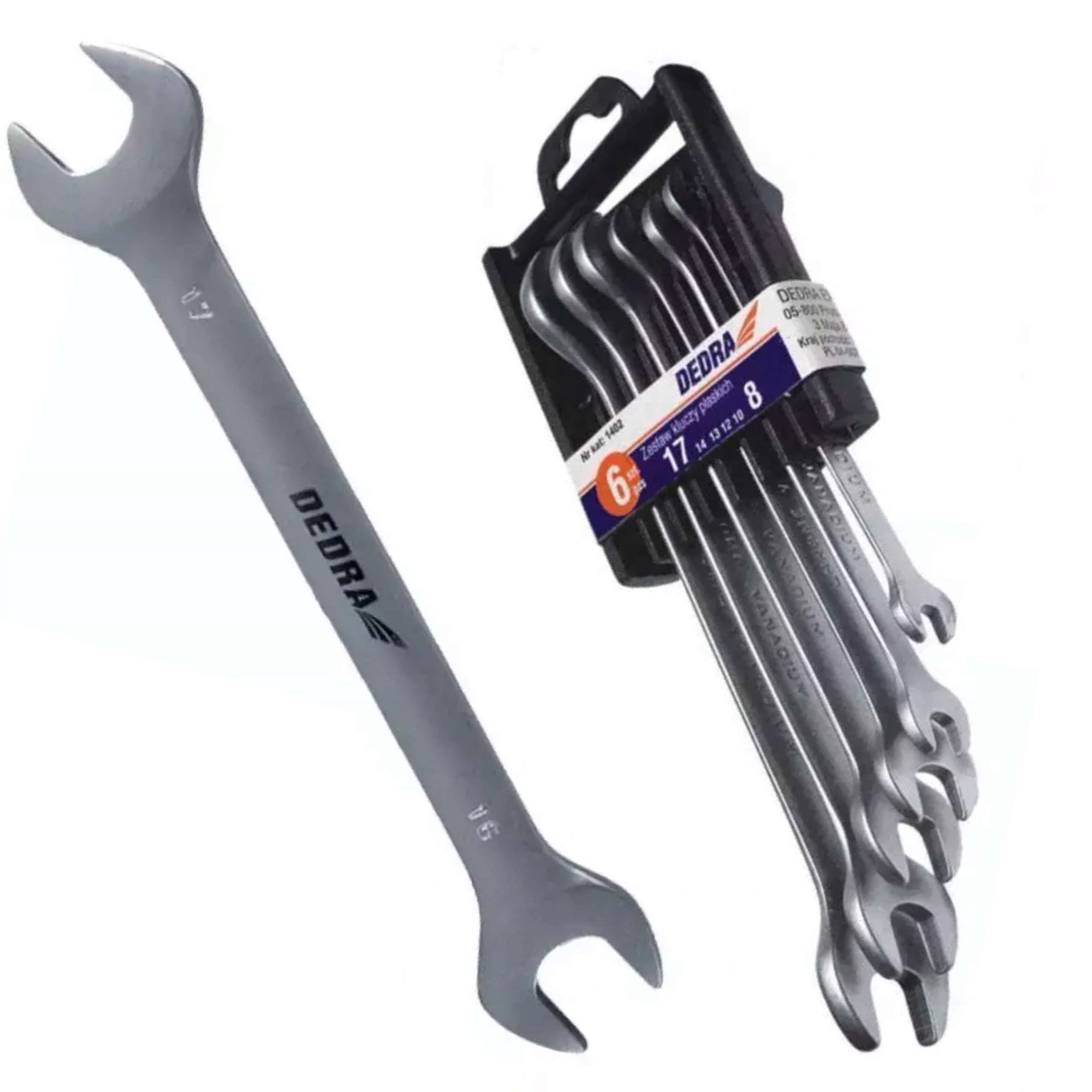 DEDRA KOMPLET ZESTAW KLUCZY PŁASKICH 1408 6 SZTUK CRV 6-17mm