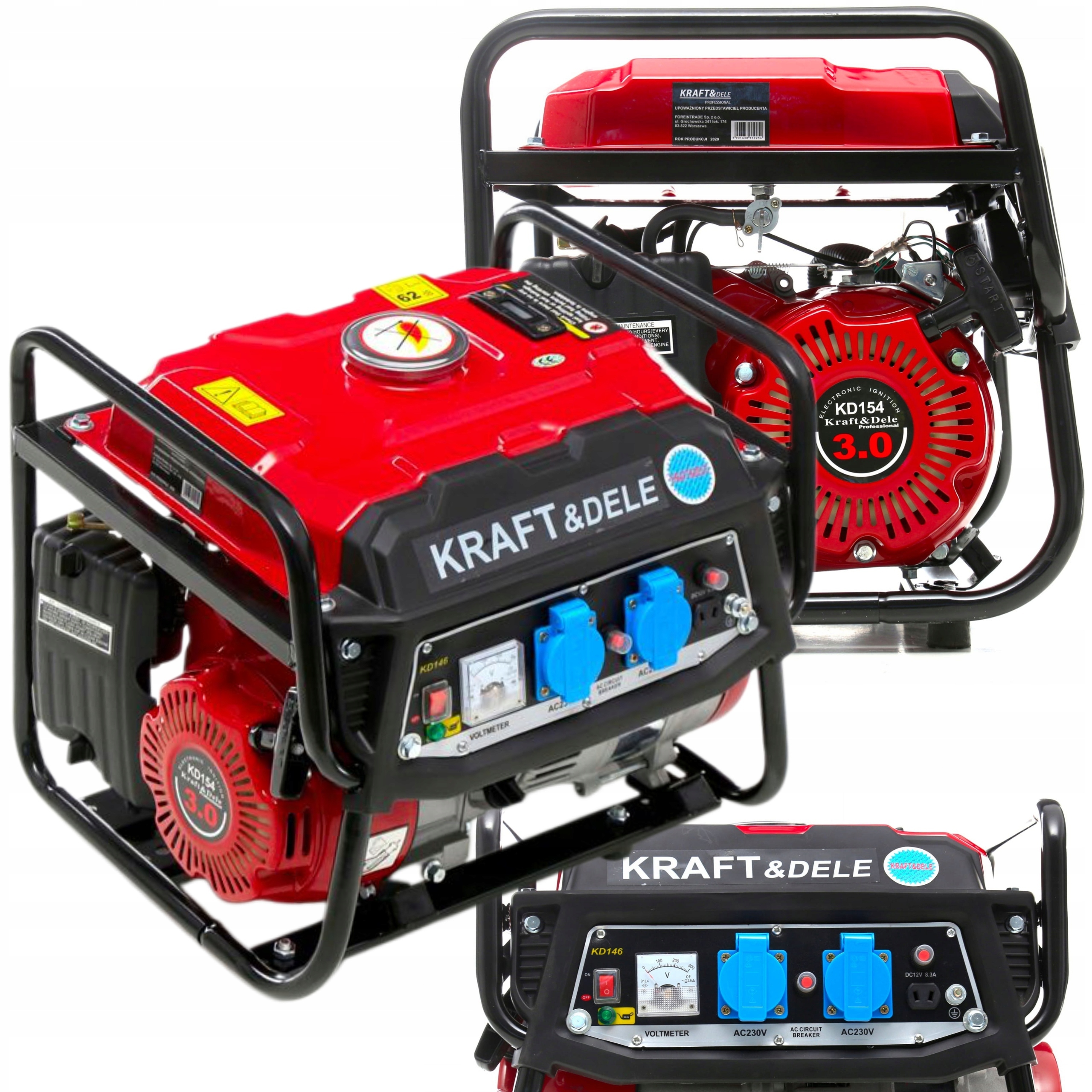 KRAFT&DELE AGREGAT PRĄDOTWÓRCZY GENERATOR PRĄDU 12/230V 1500W 3KM KD146