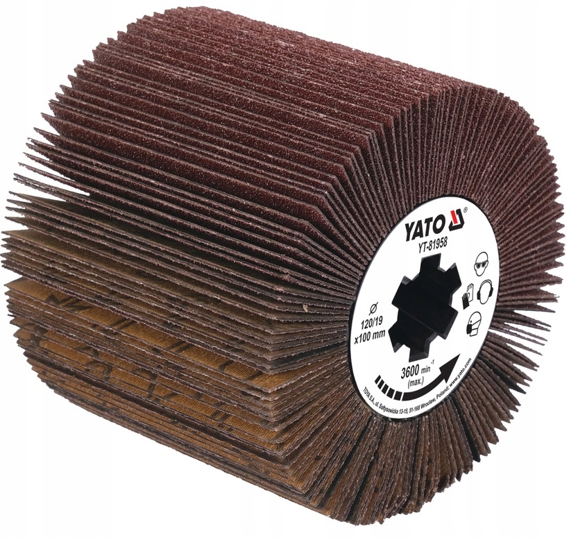 YATO SZCZOTKA DO SATYNIARKI LISTKOWA P120 120x100x19mm DO STALI DREWNA