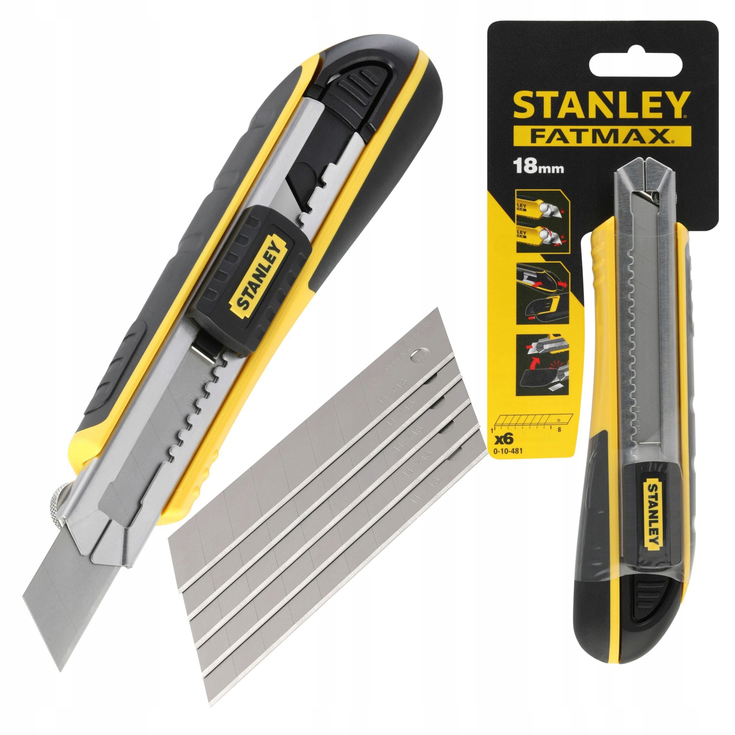 STANLEY FATMAX NÓŻ OSTRZE ŁAMANE 18 mm AUTO BLOKADA +6 OSTRZE 0-10-481