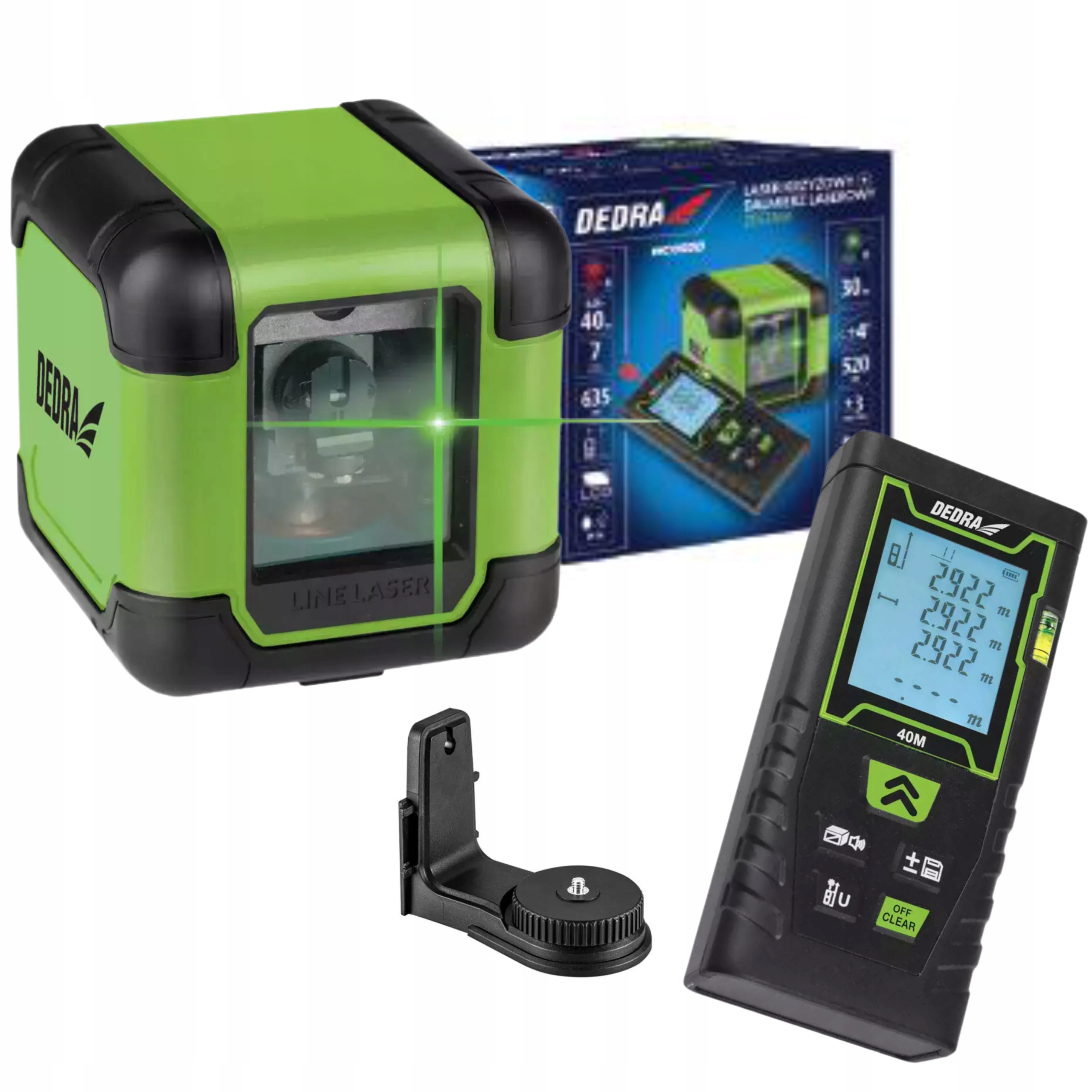 DEDRA LASER KRZYŻOWY ZIELONY + DALMIERZ 40M MC0920