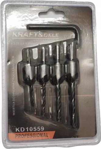 KRAFT&DELE WIERTŁA DO DREWNA Z POGŁĘBIACZEM REGULOWANE 3-6MM ZESTAW 4el.