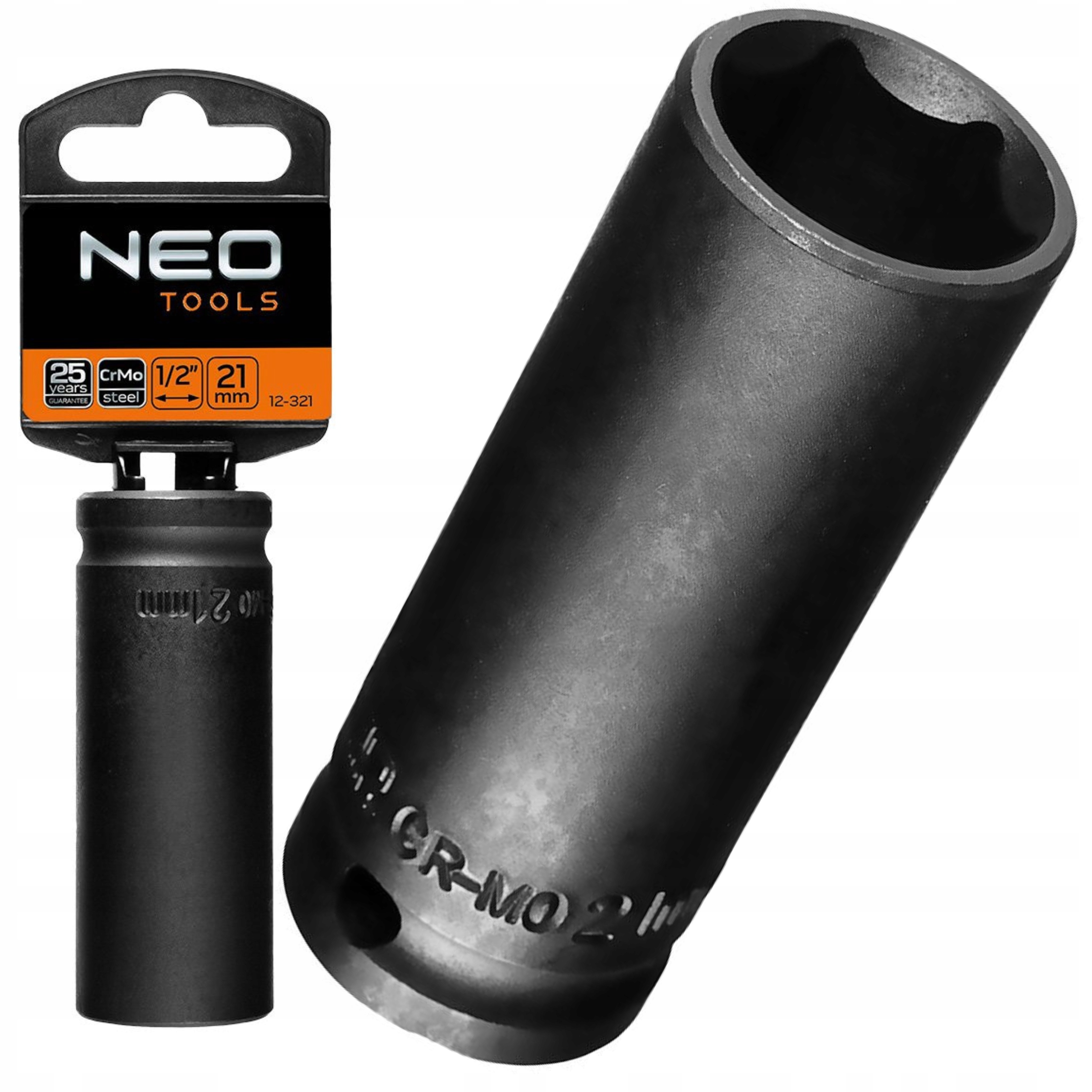 NEO NASADKA UDAROWA 21 MM 1/2 DŁUGA GRUBA CR-MO 12-321 CR-MO 12-321