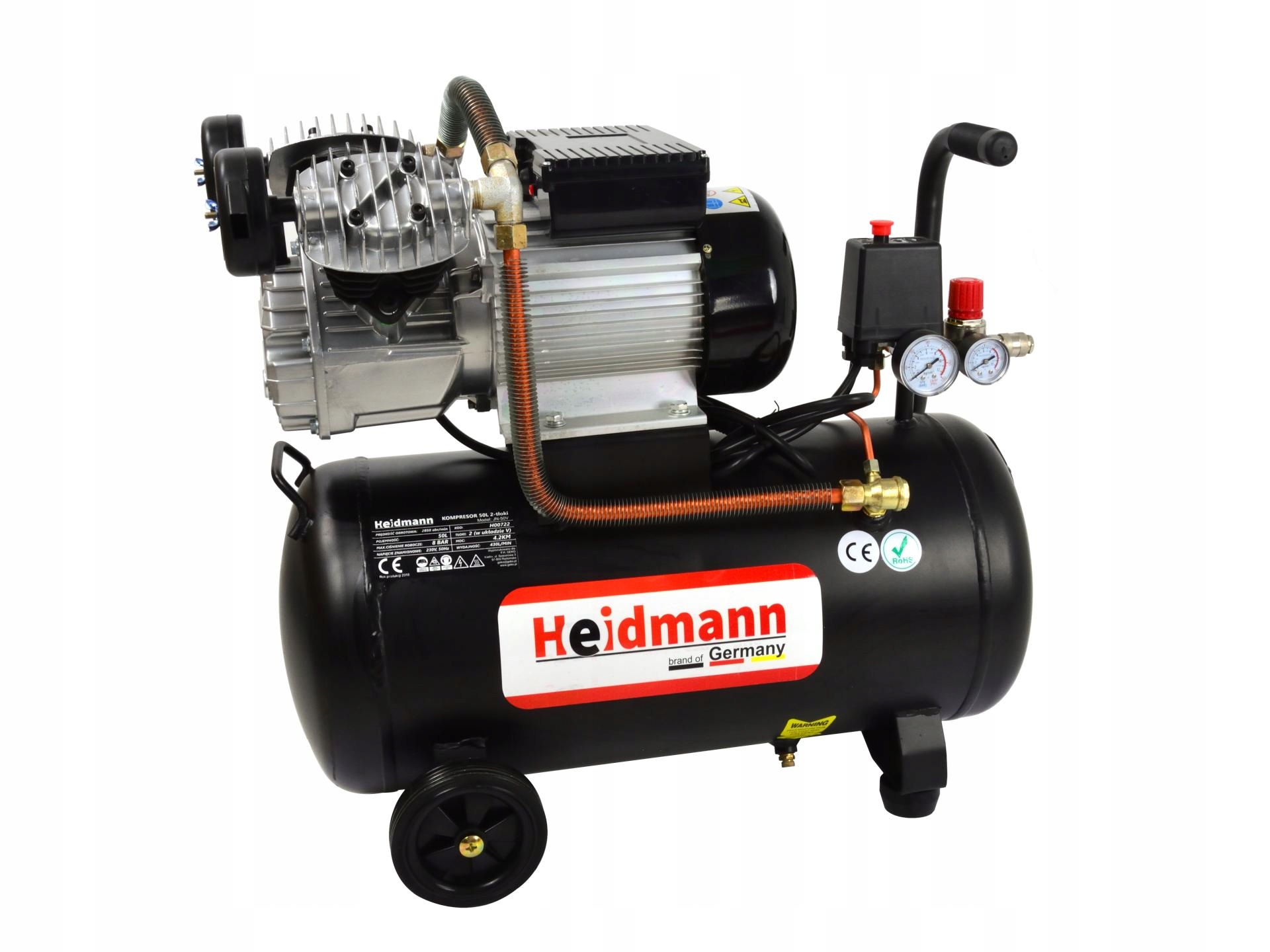 HEIDMANN KOMPRESOR OLEJOWY DWUTŁOKOWY 50L 8 BAR 4,2KM 230V H00722