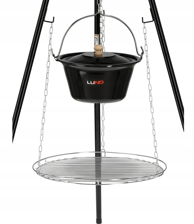 GRILL TRÓJNÓG RUSZT KOCIOŁEK OGRODOWY WISZĄCY OGNISKOWY OGNISKO LUND 49CM