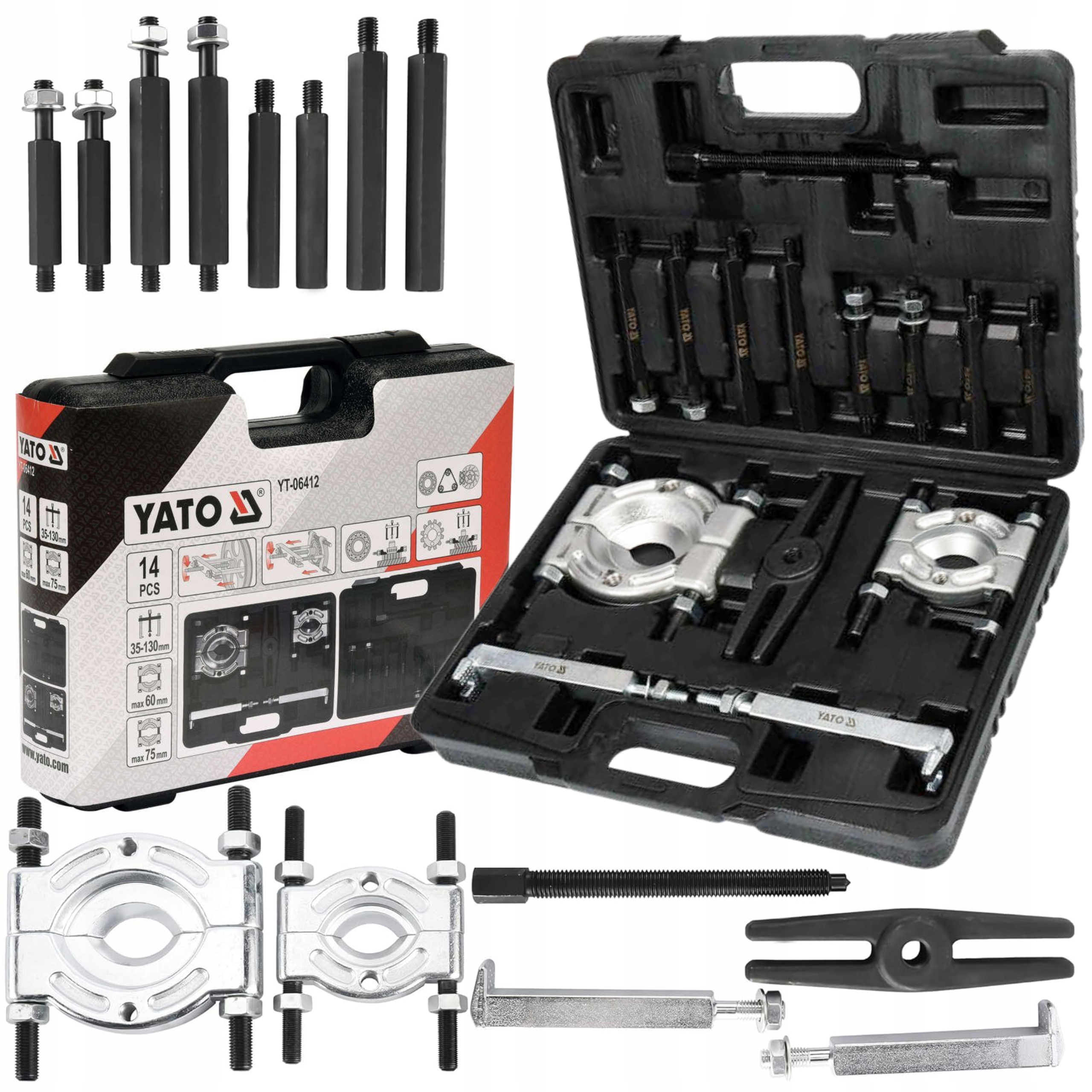 YATO ZESTAW ŚCIĄGACZY I SEPARATORY 14el ODKLEJACZ WALIZKA YT-06412 35-130mm