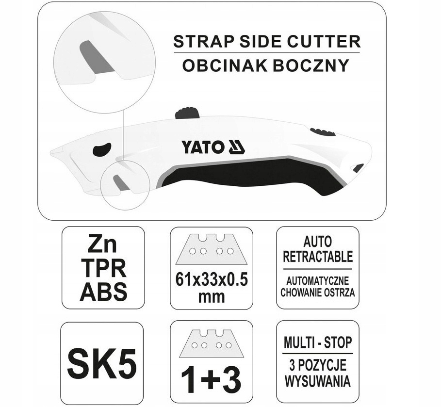 YATO YT-75201 NOŻYK Z WYSUWANYM OSTRZEM TRAPEZOWYM