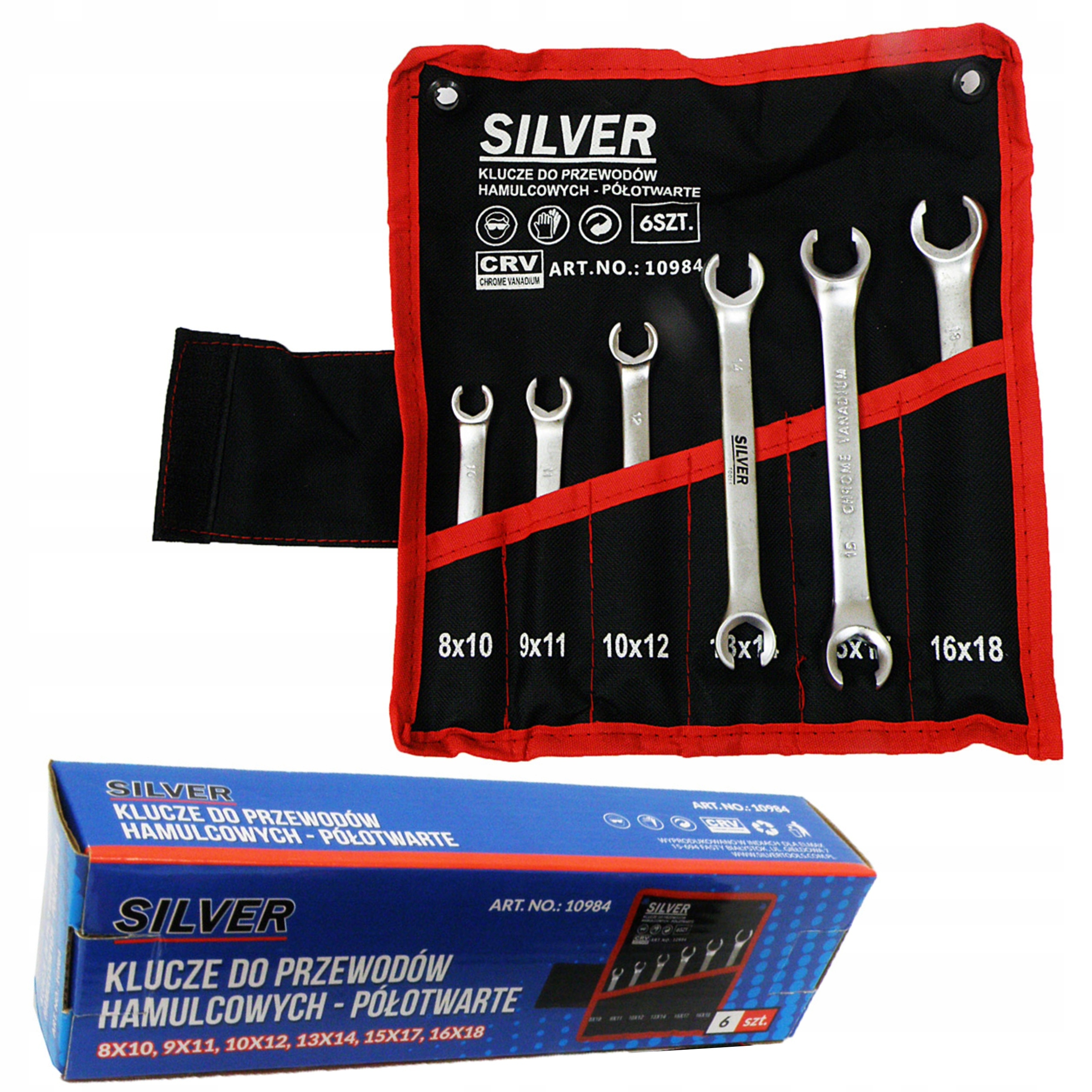 KLUCZE DO PRZEWODÓW HAMULCOWYCH KLUCZ 6el 8-18mm PÓŁOTWARTE ZESTAW PŁACHTA