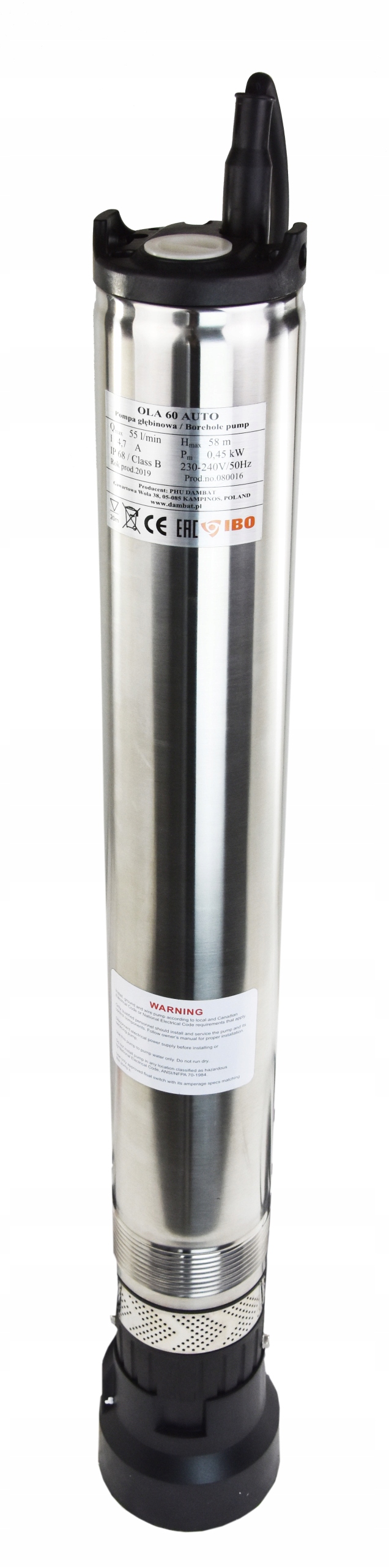 IBO POMPA GŁĘBINOWA OLA 60 AUTO STUDNI +KABEL 20M