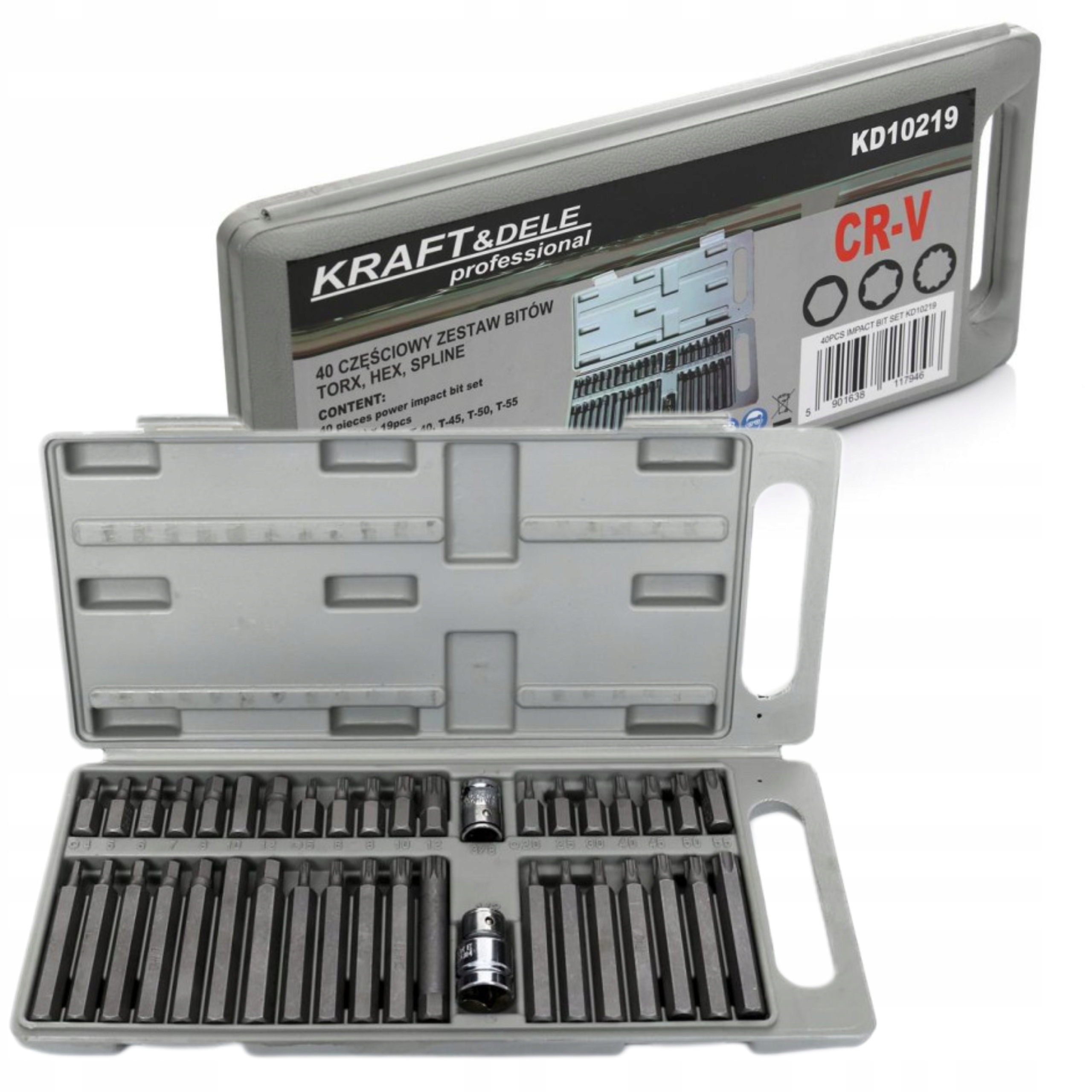 KRAFT&DELE ZESTAW BITÓW SPECJALNYCH TORX HEX SPLINE 40EL. WALIZKA KD10219