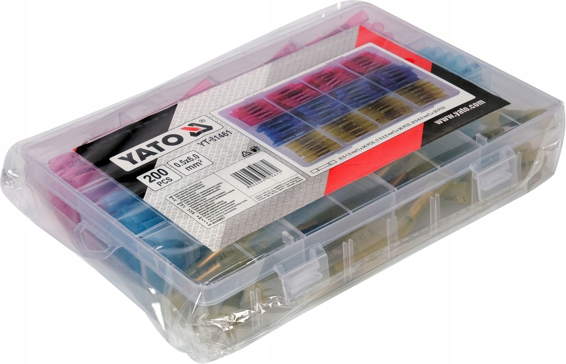 YATO KOSZULKI ZACISKOWE TERMOKURCZLIWE 200 SZTUK 0,5-6MM ORGANIZER YT-81461