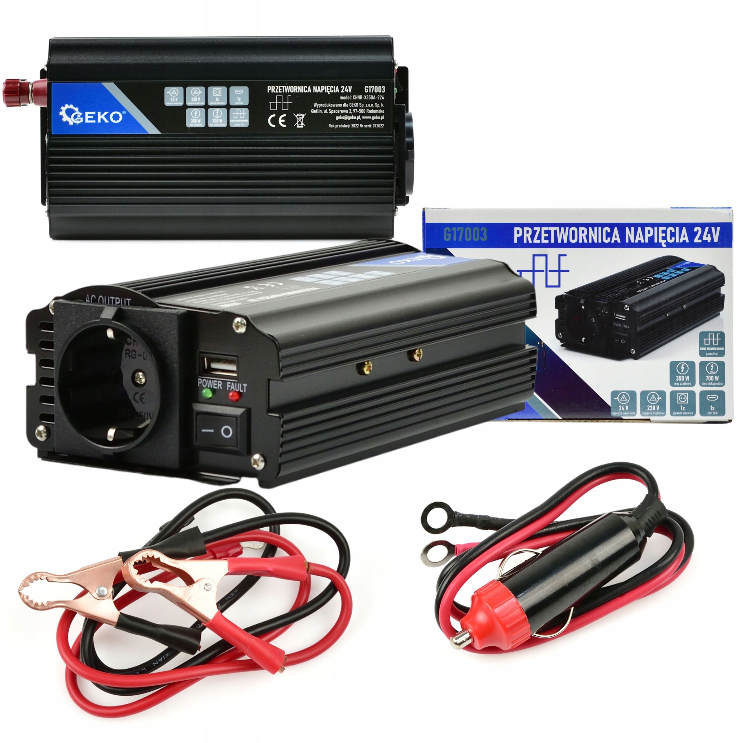 PRZETWORNICA 24V 230V SAMOCHODOWA NAPIĘCIA 700W/3