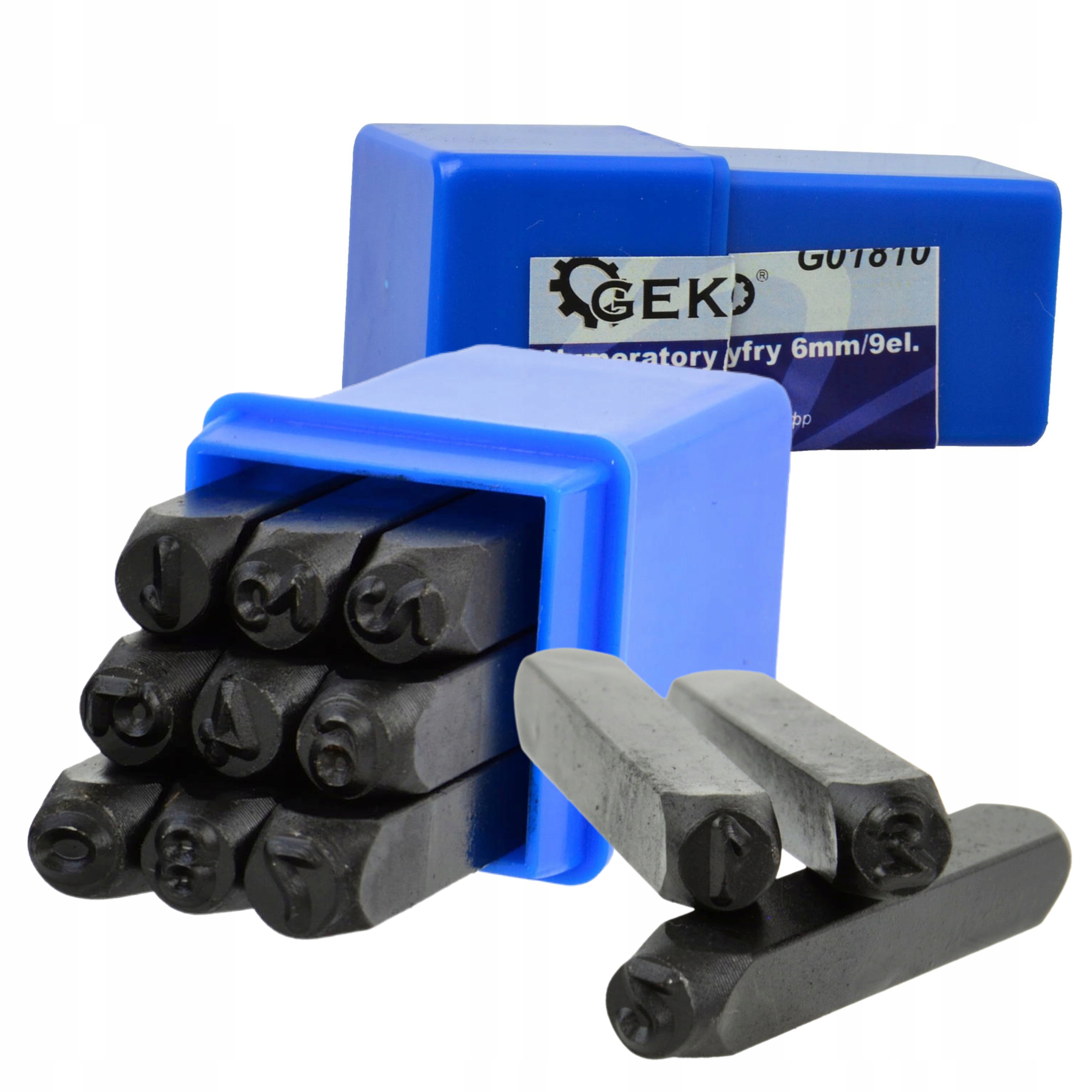 GEKO ZESTAW NUMERATORY CYFRY 6MM/9ELEMENTÓW ZE STALI WĘGLOWEJ ETUI G01810