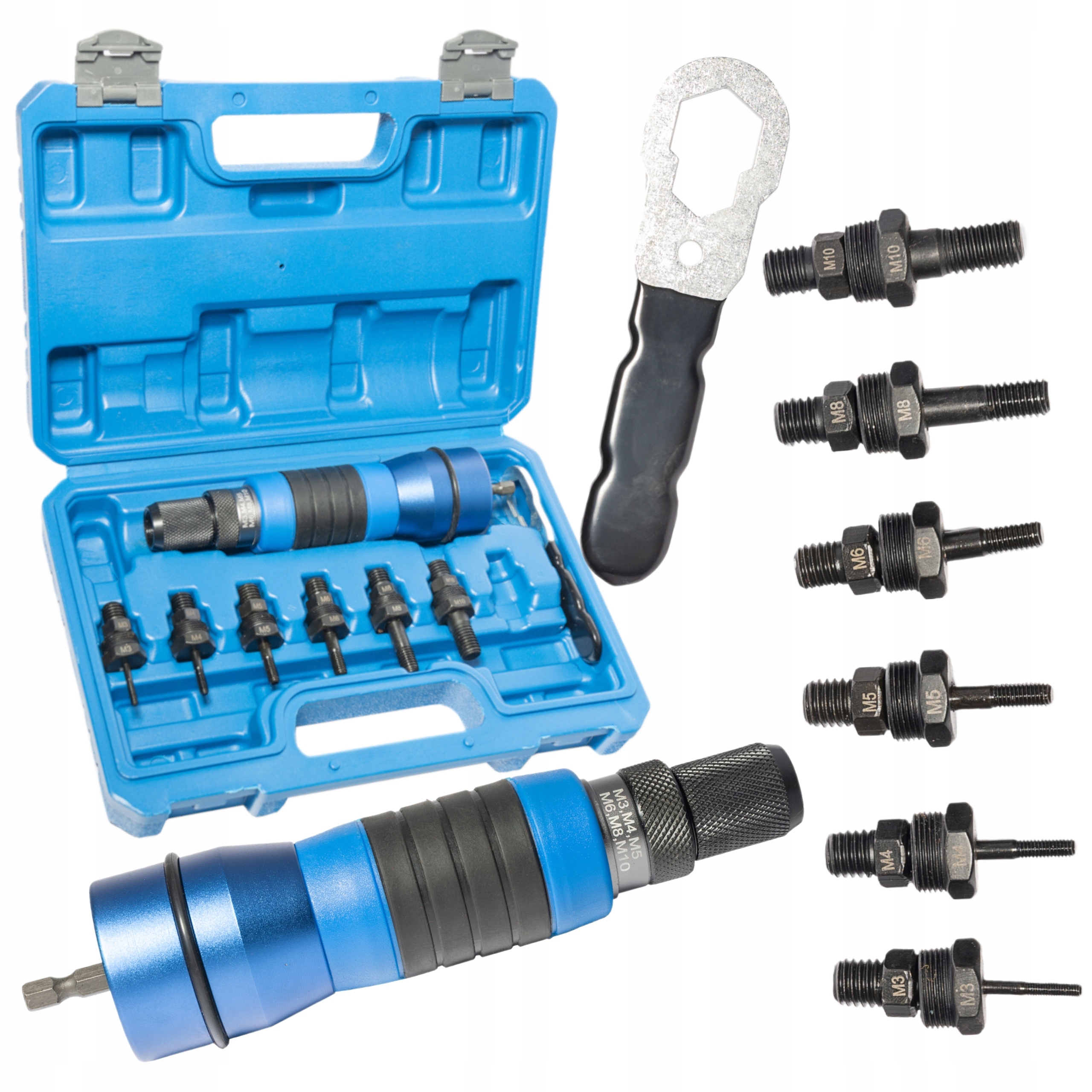 ZESTAW NITOWNICA DO NITONAKRĘTEK M3-M10 ADAPTER 8el WALIZKA S10558