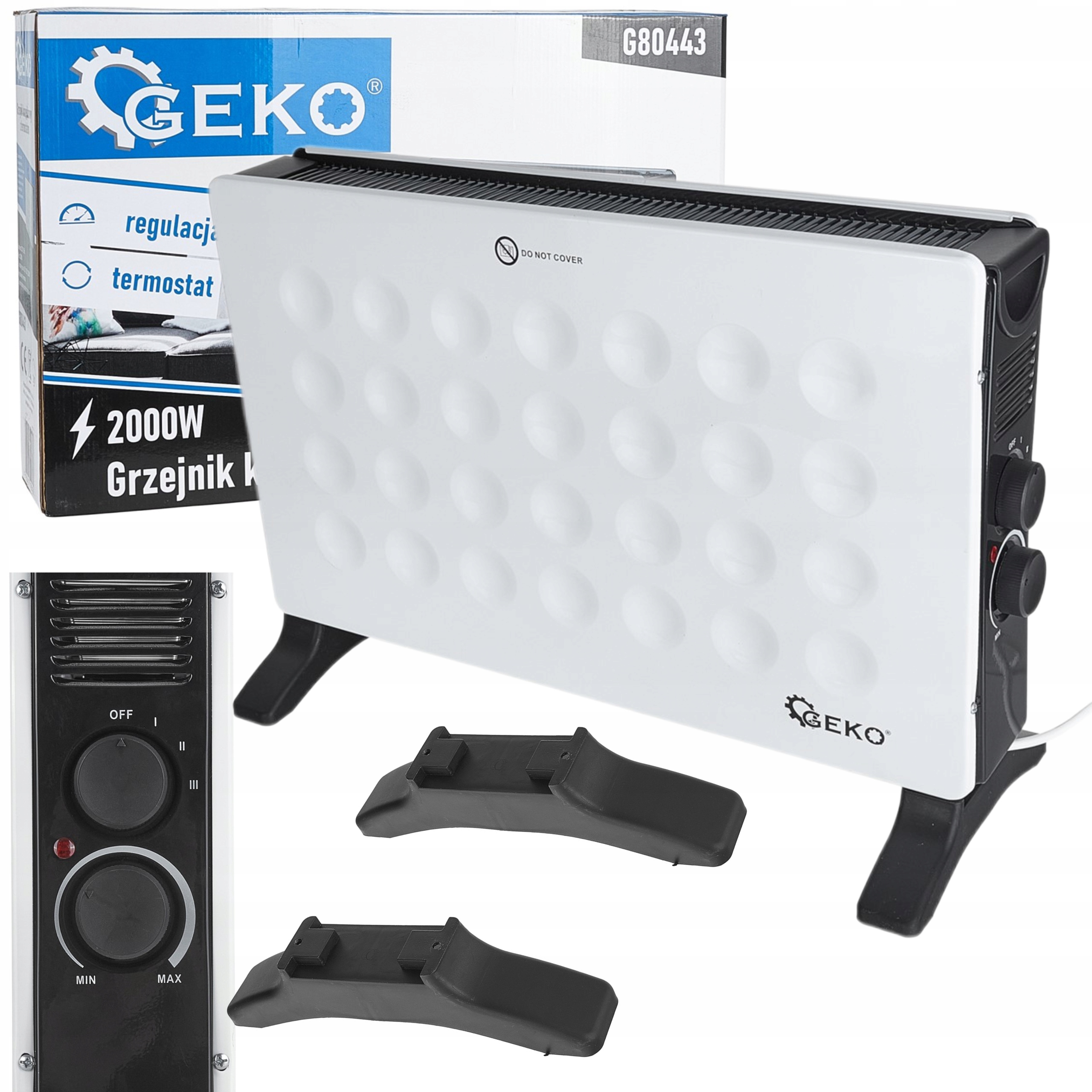 GRZEJNIK ELEKTRYCZNY KONWEKTOROWY MODERN 2kW 3 POZIOMY MOCY TERMOSTAT 0443