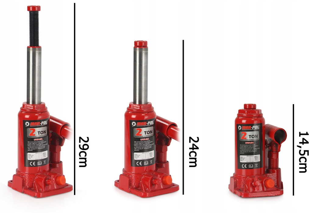PODNOŚNIK HYDRAULICZNY SŁUPKOWY 2T BUTELKOWY LEWAREK DŹWIGNIK 2000KG 80310